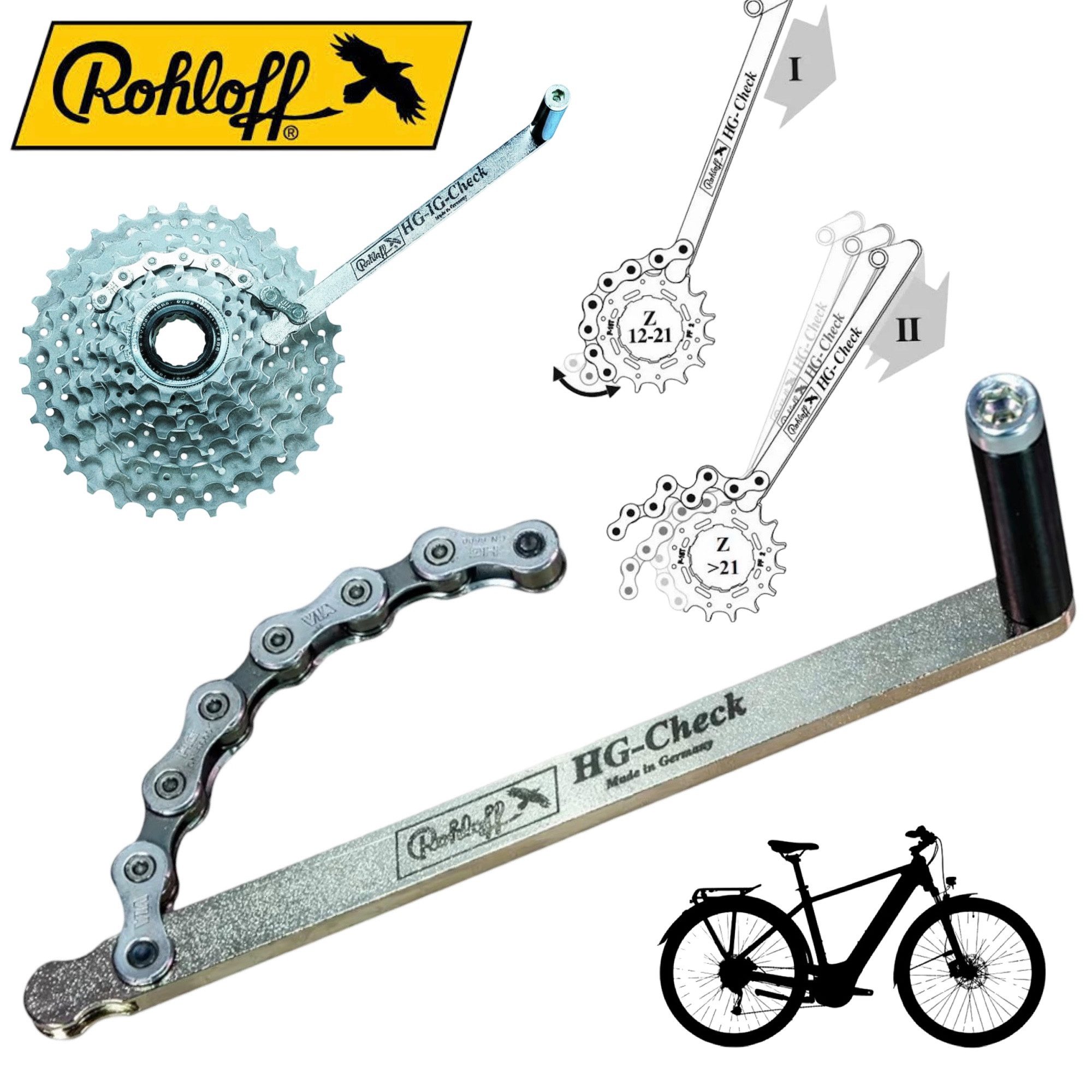Rohloff Fahrrad-Montageständer Rohloff Fahrrad Kassetten / Ritzel Verschleißlehre HG-Check Prüflehre