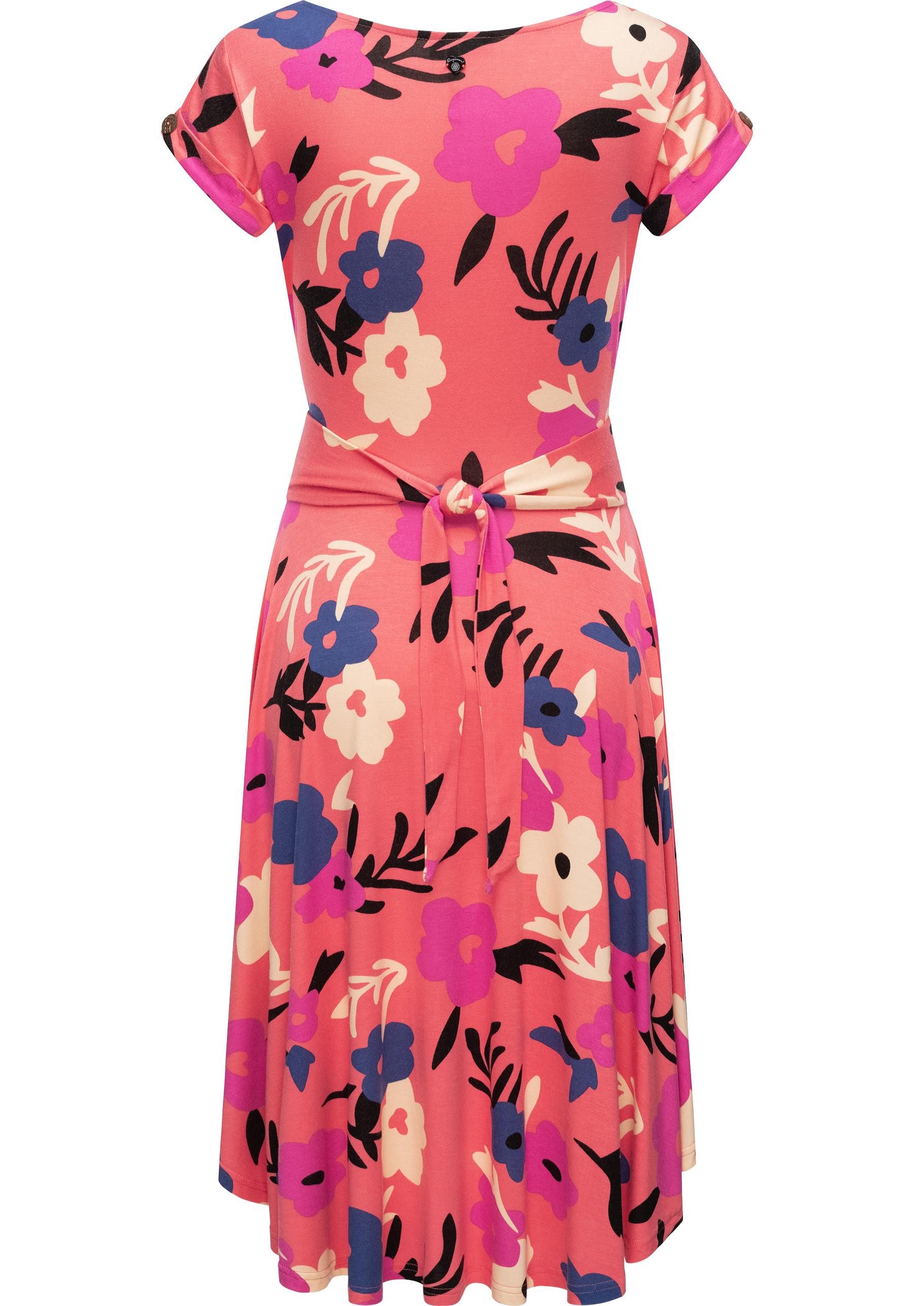Ragwear Sommerkleid Yvone Flowers Leichtes Jersey-Kleid mit Taillengürtel