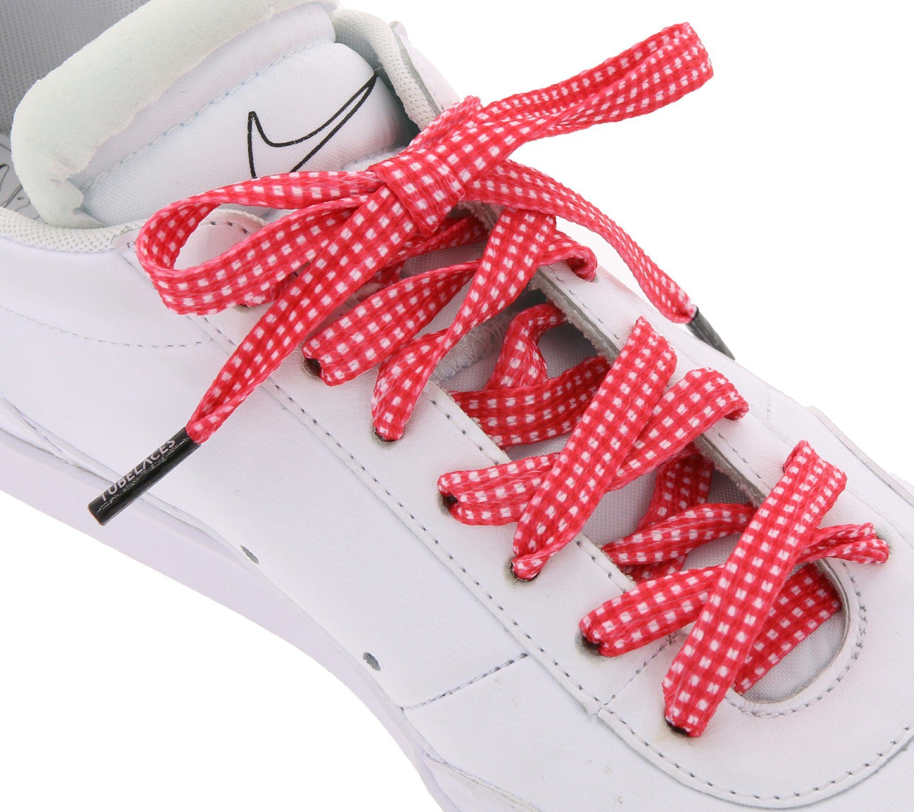 Tubelaces Schnürsenkel »TubeLaces Schuhe Schnürsenkel coole Schnürbänder  Schuhbänder Rot/Weiß kariert«
