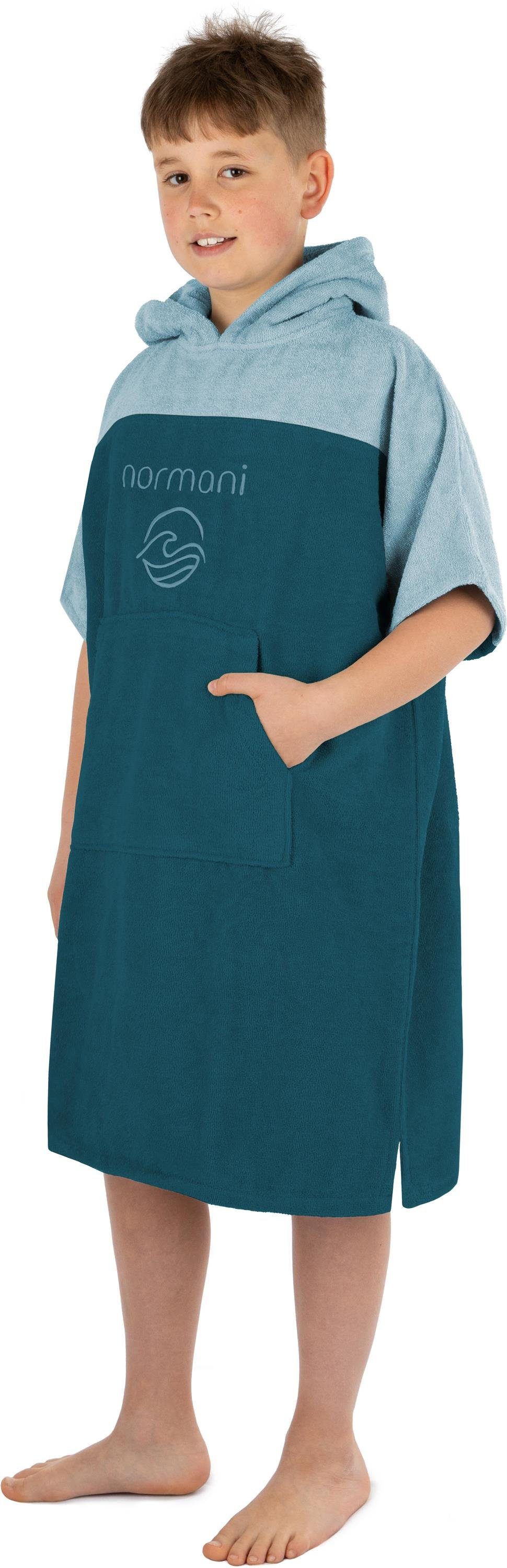 normani Badeponcho Kinder Badeponcho -Puwai- (10-13 Jahre), Bio-Baumwolle, Kapuze, Schlupf, Badeponcho aus 100 % Bio-Baumwolle