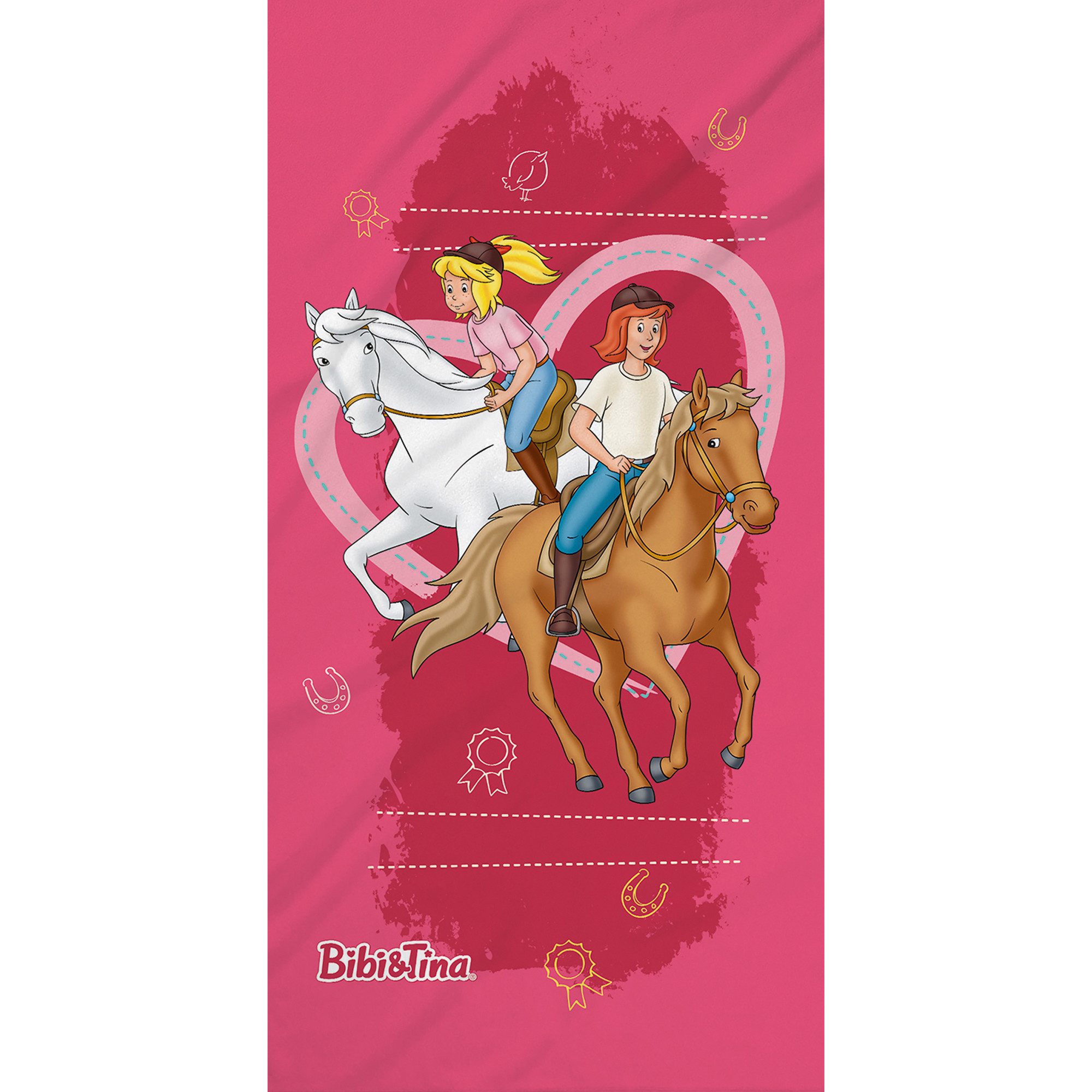 BERONAGE Strandtuch Bibi und Tina Badetuch Herz 75x150 cm, 100% Baumwolle (1-St), Frottee in Velours-Qualität