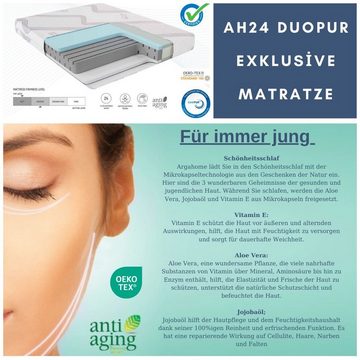 Visco-Matratze AH24 DUOPUR Anti-Aging Premium Visco Memory Foam & Gelschaum Matratze, ARGAHOME, 24 cm hoch, (Doppelseitige Boxspringmatratze mit zwei Liegehärten, Versteppter Anti -Aging Bezug mit Vitamin E Aloe Vera und Jojobaöl), 90x200, 100x200, 120x200, 140x200, 160x200, 180x200