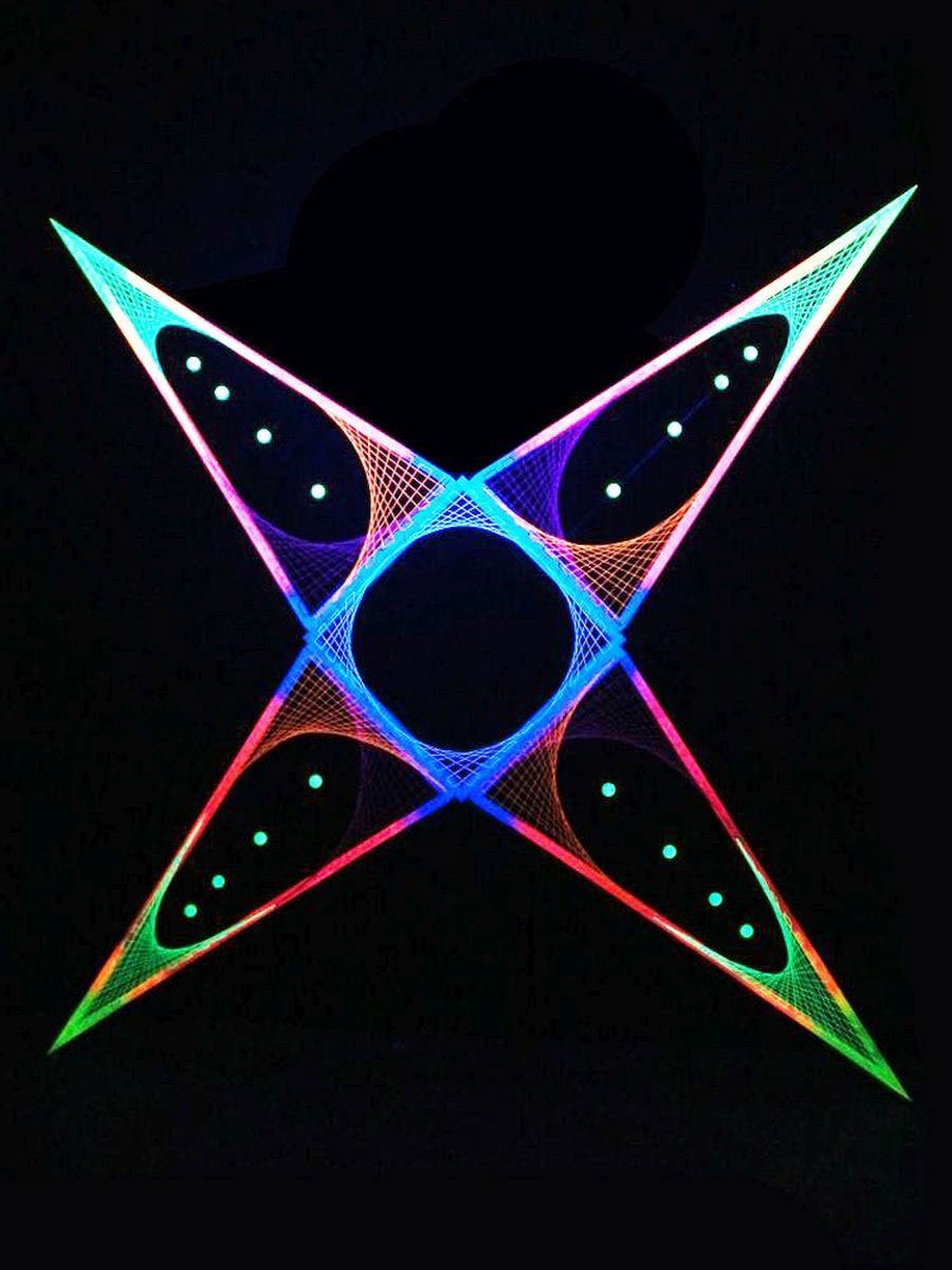 Pyramid", Stern Dekoobjekt PSYWORK Schwarzlicht "Convertible Schwarzlicht StringArt UV-aktiv, 3m, unter leuchtet 3D Fadendeko
