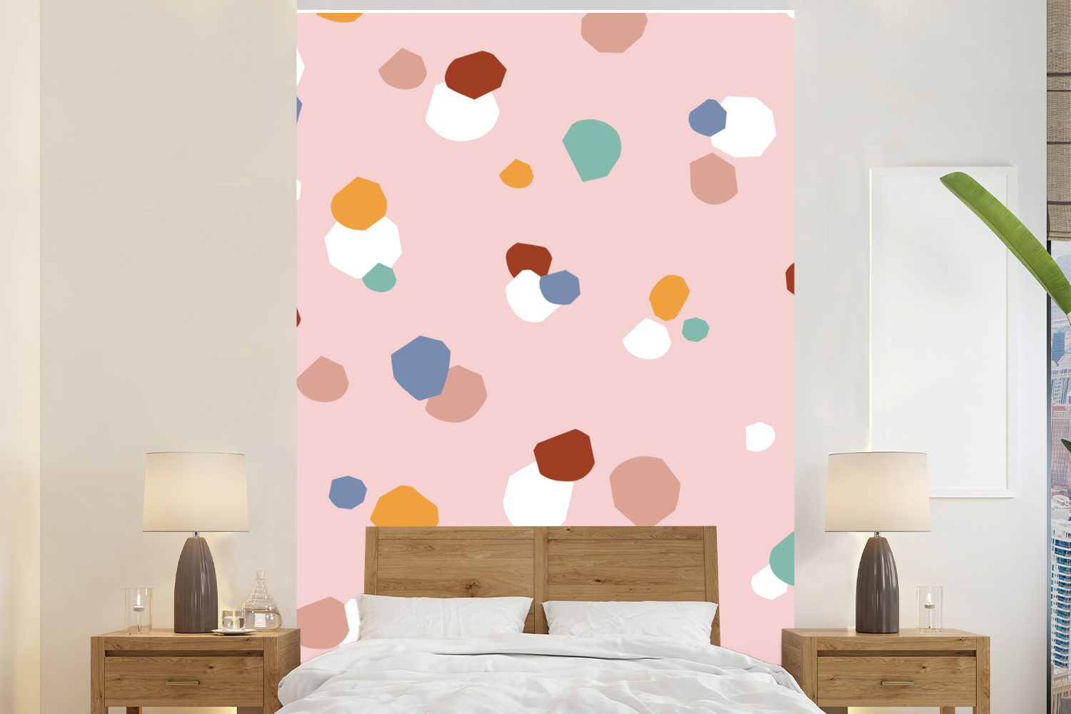 MuchoWow Fototapete Polka dots - Rosa - Kinder, Matt, bedruckt, (3 St), Montagefertig Vinyl Tapete für Wohnzimmer, Wandtapete