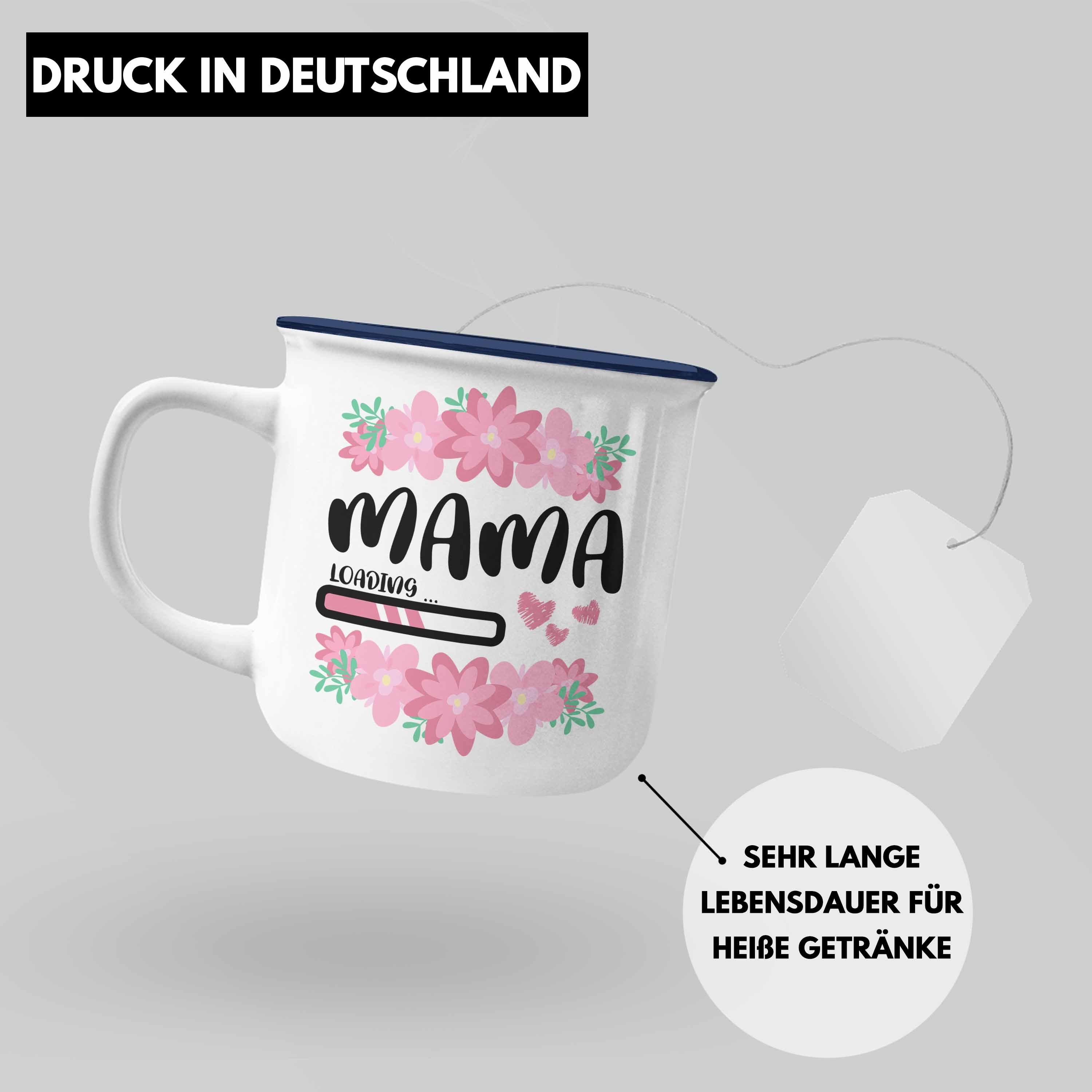 Tasse Schwangerschaft Trendation Blau Baby Mama Emaille Trendation Rosa Loading KaffeeEmaille Tasse - Geschenk Schwangerschaftsankündigung Thermotasse