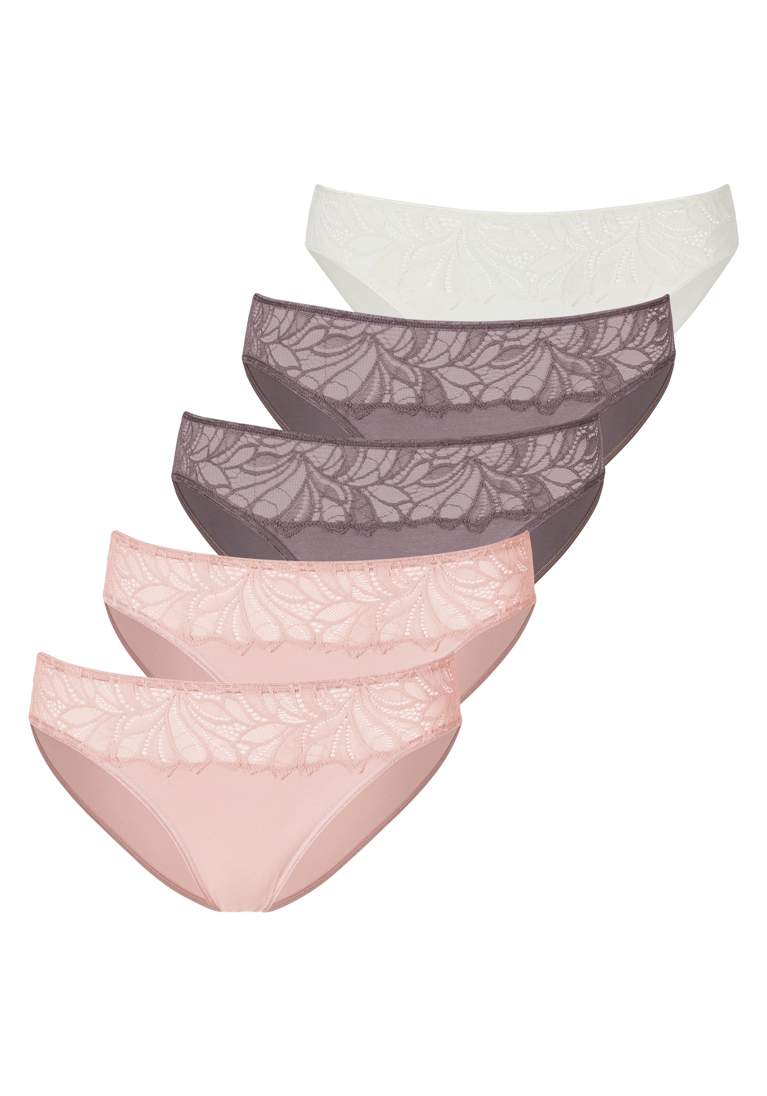 taupe, creme Bikinislip 5-St) aus (Packung, rosé, Baumwoll-Qualität Vivance elastischer