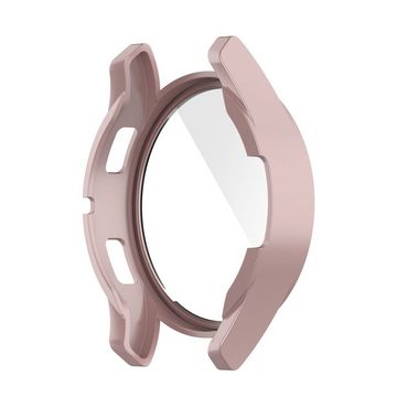 Wigento Smartwatch-Hülle Für Samsung Galaxy Watch 4 44mm Smart Hülle + Hart Glas Pink Etuis Cover Tasche