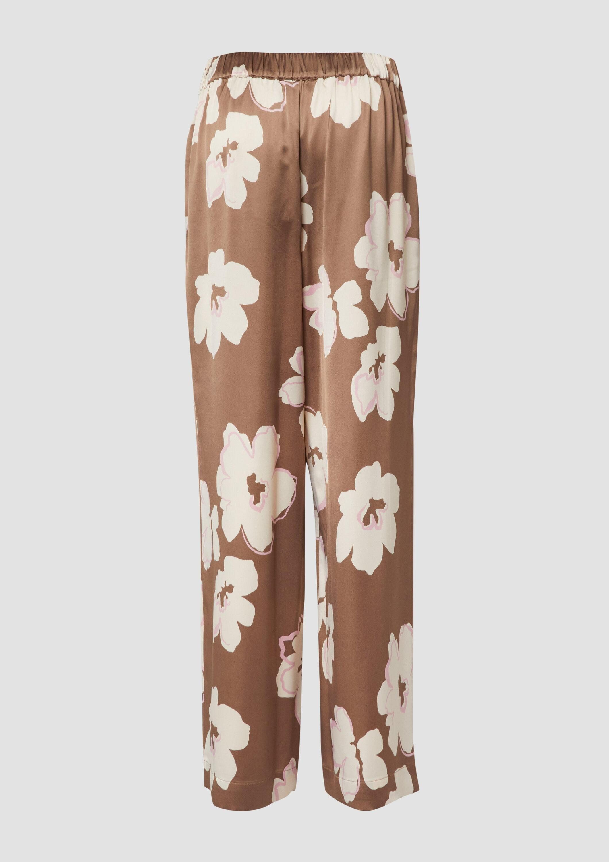 s.Oliver 7/8-Hose Hose Satinierte Wide-Leg-Hose mit Elastikbund