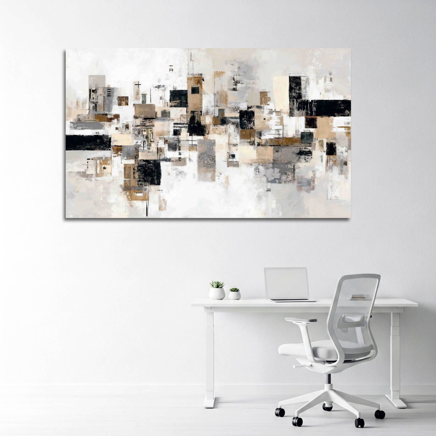 Artedinoi Leinwandbild Abstrakt Stadt Geometrie modern Wandbild Leinwandbild Kunstdruck XL De, Stadt-Geometrie, abstrakt