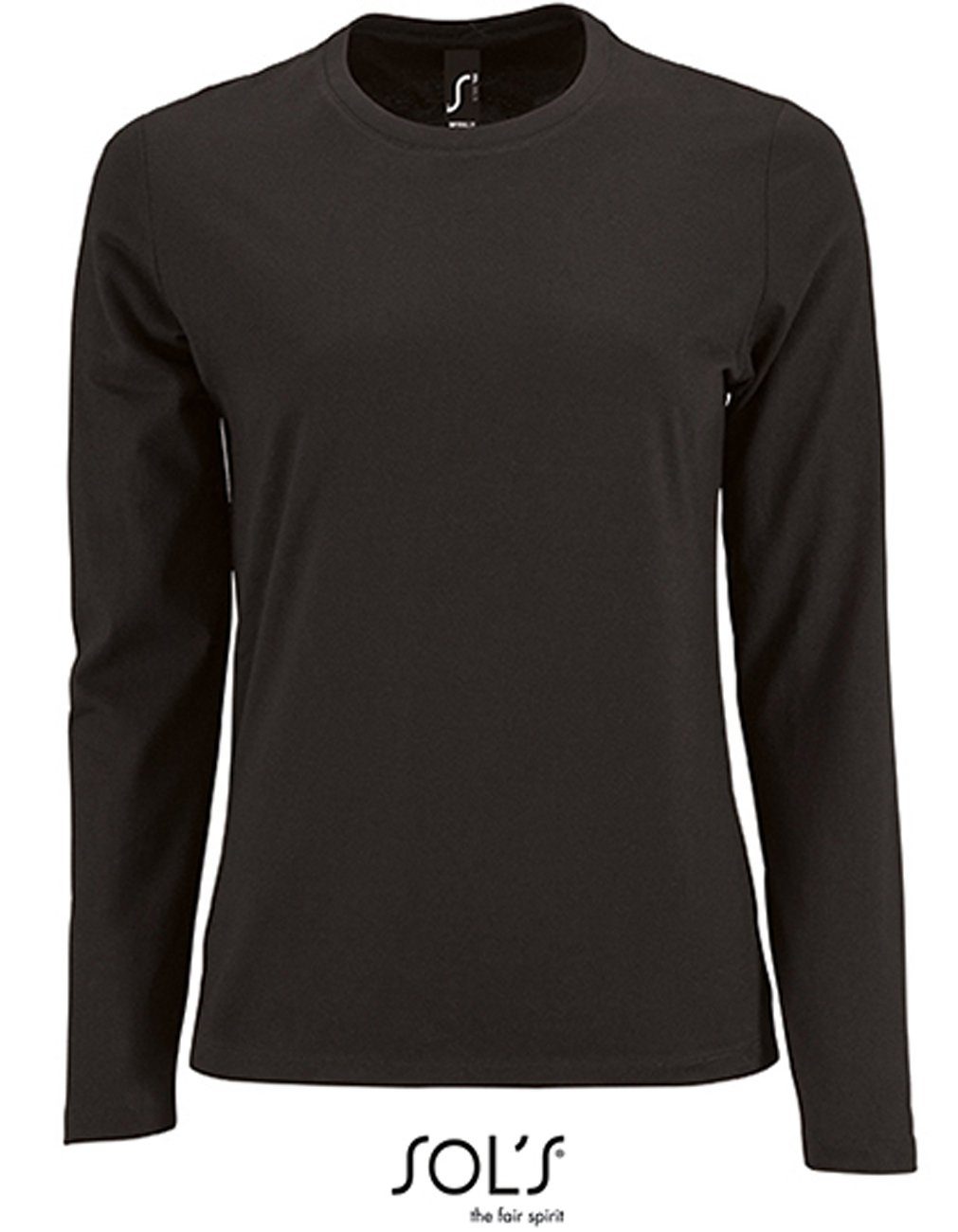 SOLS Langarmshirt 1er/2er Pack Damen Langarm-Shirt für Frauen Gr. S bis XXL (1-tlg) 100% Baumwolle - 190 g/m² Schwarz