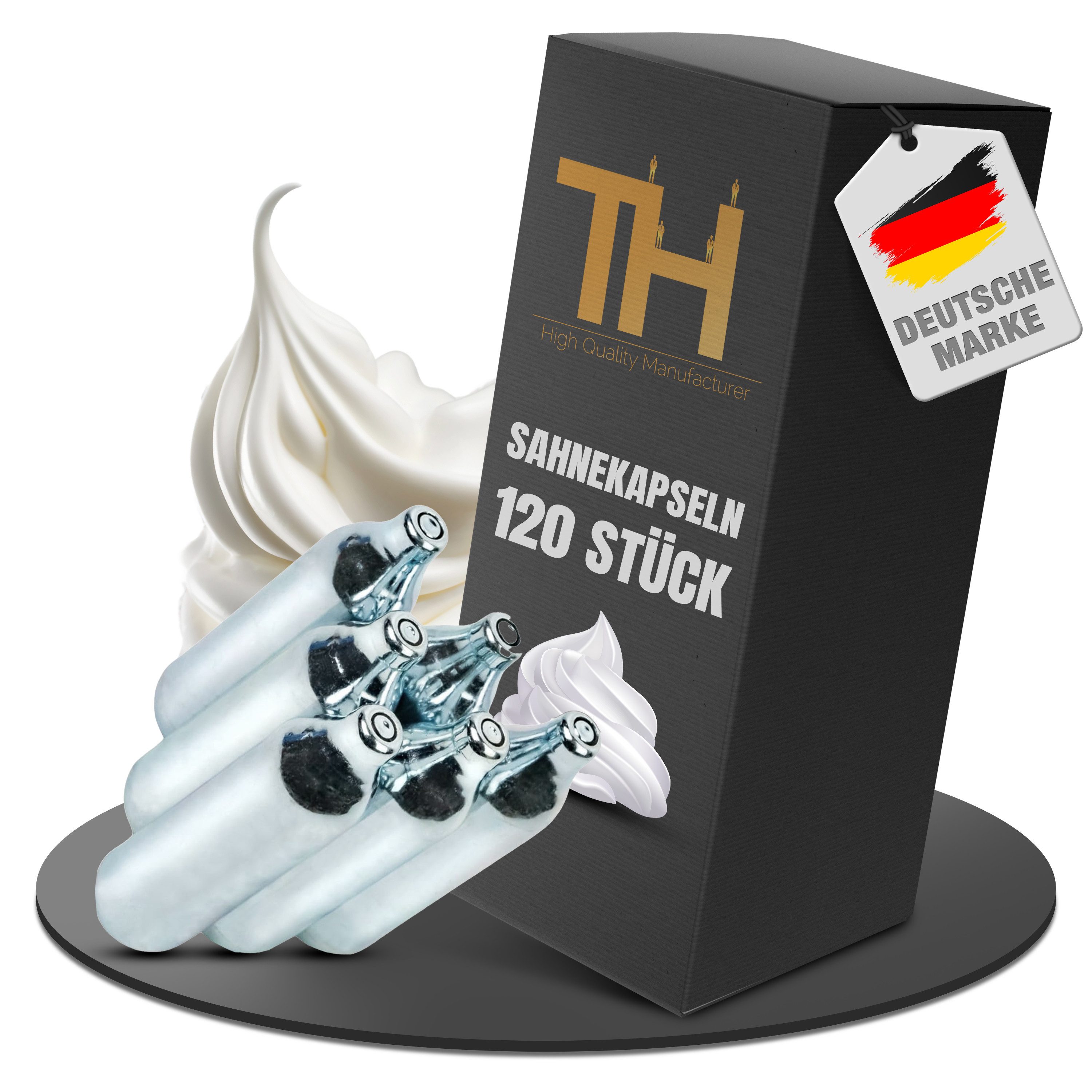 Thiru Gaskartusche Premium Sahnekapseln - N2O Patronen - für alle Sahnebereiter, 120 St.