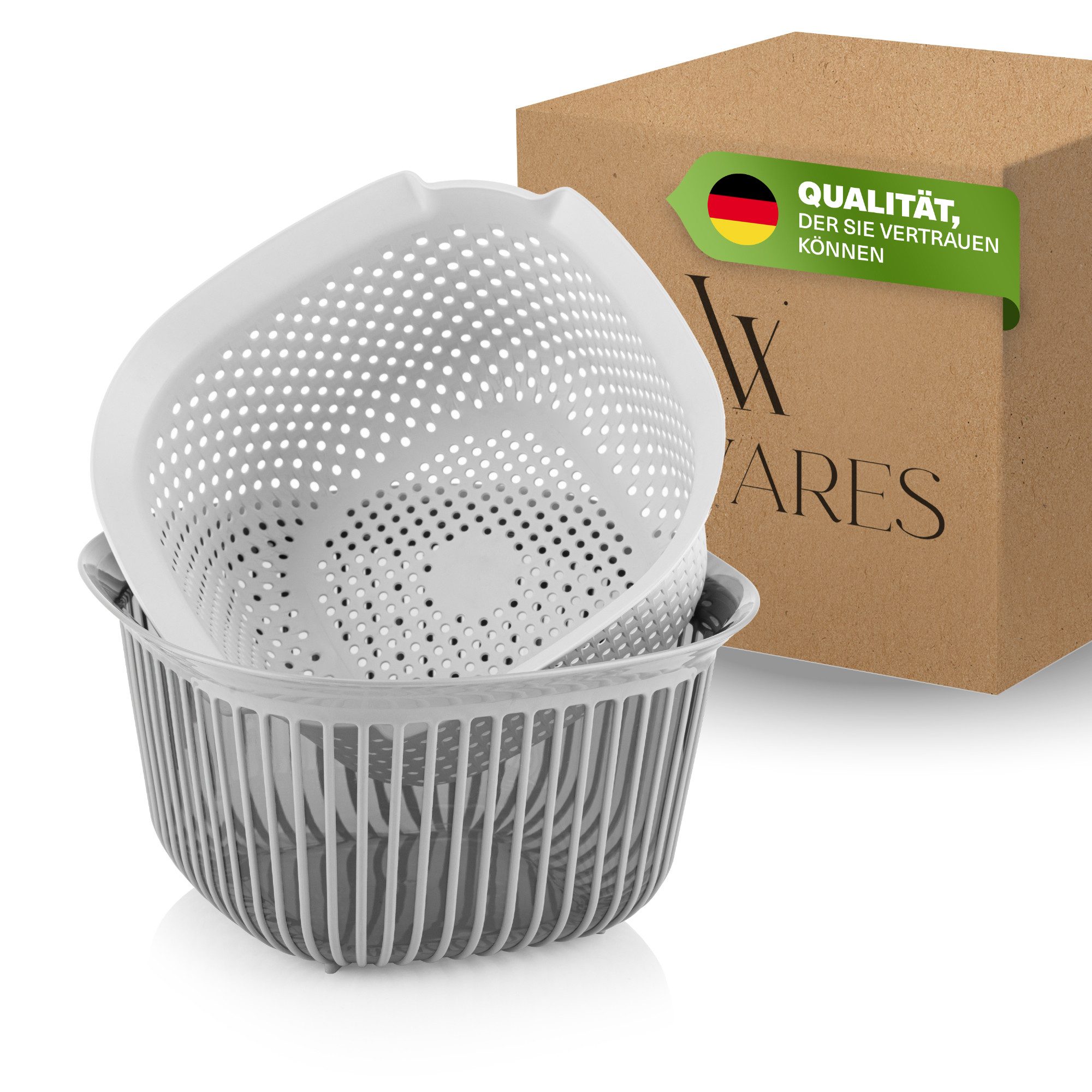 Viwares Schüssel Viwares Eckige Schüssel mit Siebeinsatz – 4L