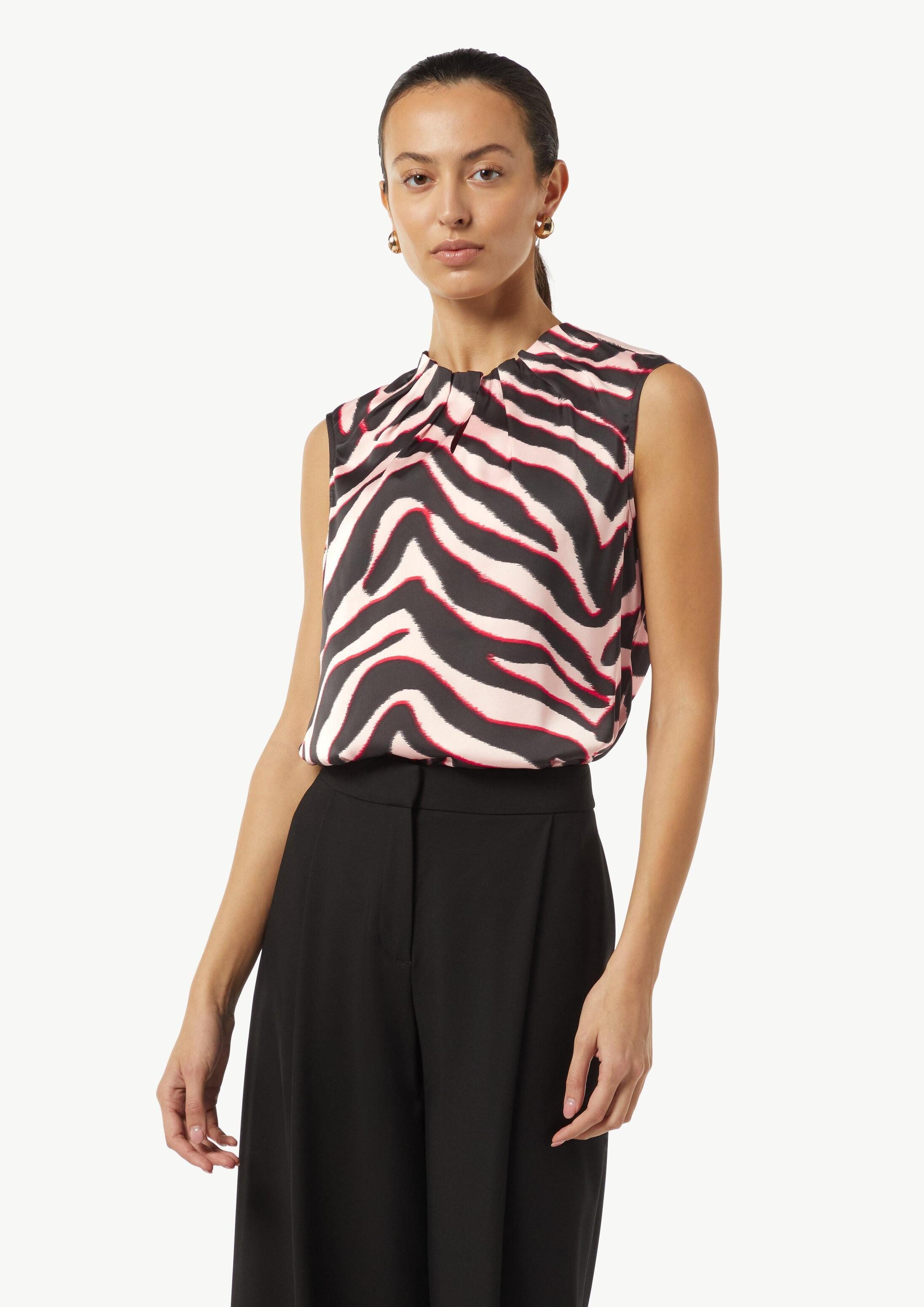comma Blusentop Bluse Satin-Bluse mit Raffung
