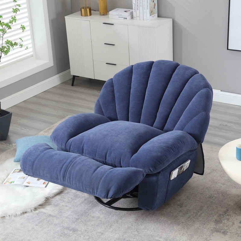 BlingBin TV-Sessel Stoff-Massagestuhl weicher Wohnzimmersessel (1-St., Relaxsessel mit gepolsterten Arm- und Rückenlehnen), 360° drehbarer Кресла, 2 Taschen, Wärmemassagefunktion