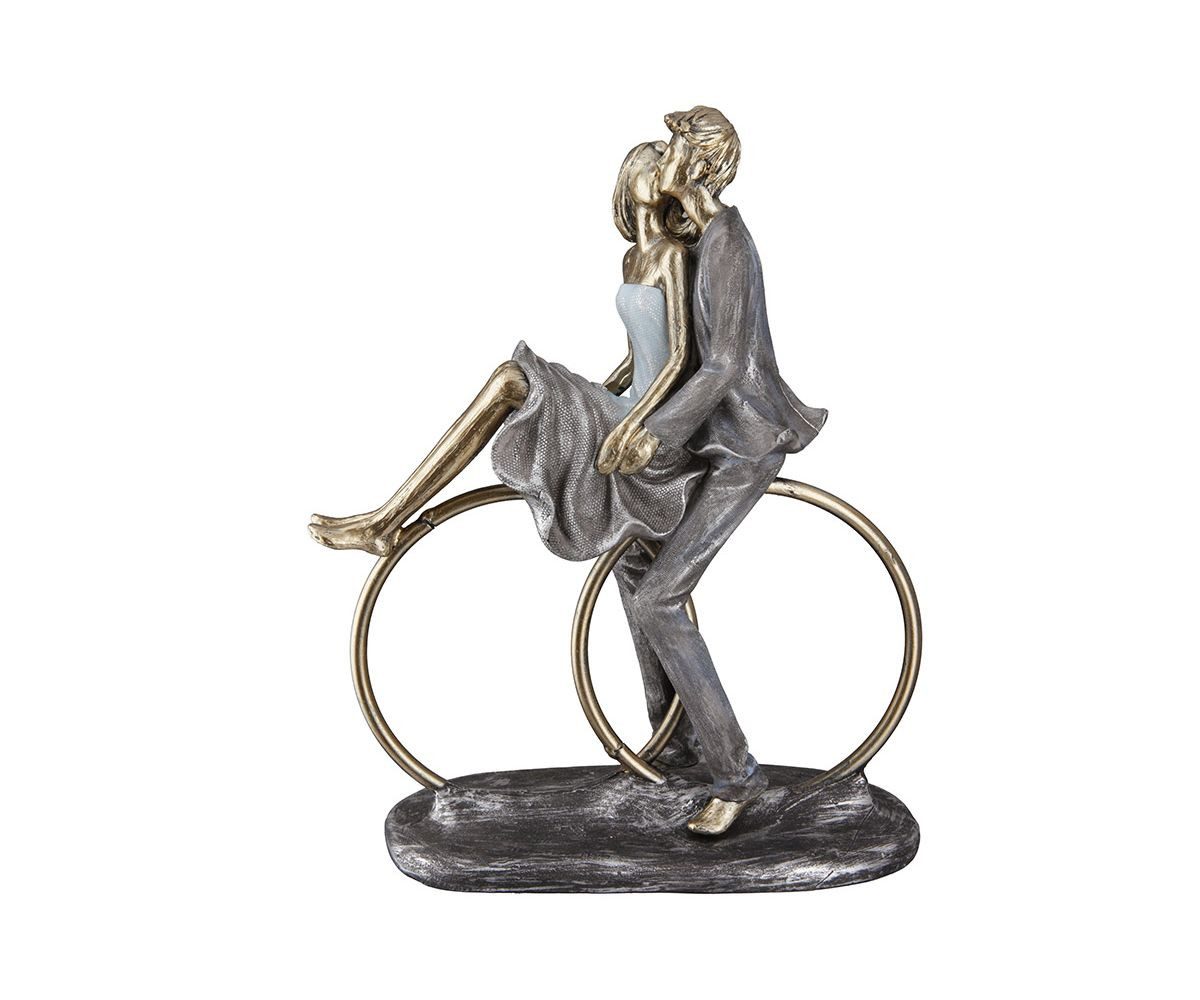 GILDE Dekoobjekt 37449 – Paar auf Ringen – Hochzeitsskulptur aus Kunstharz – 20 × 25 cm