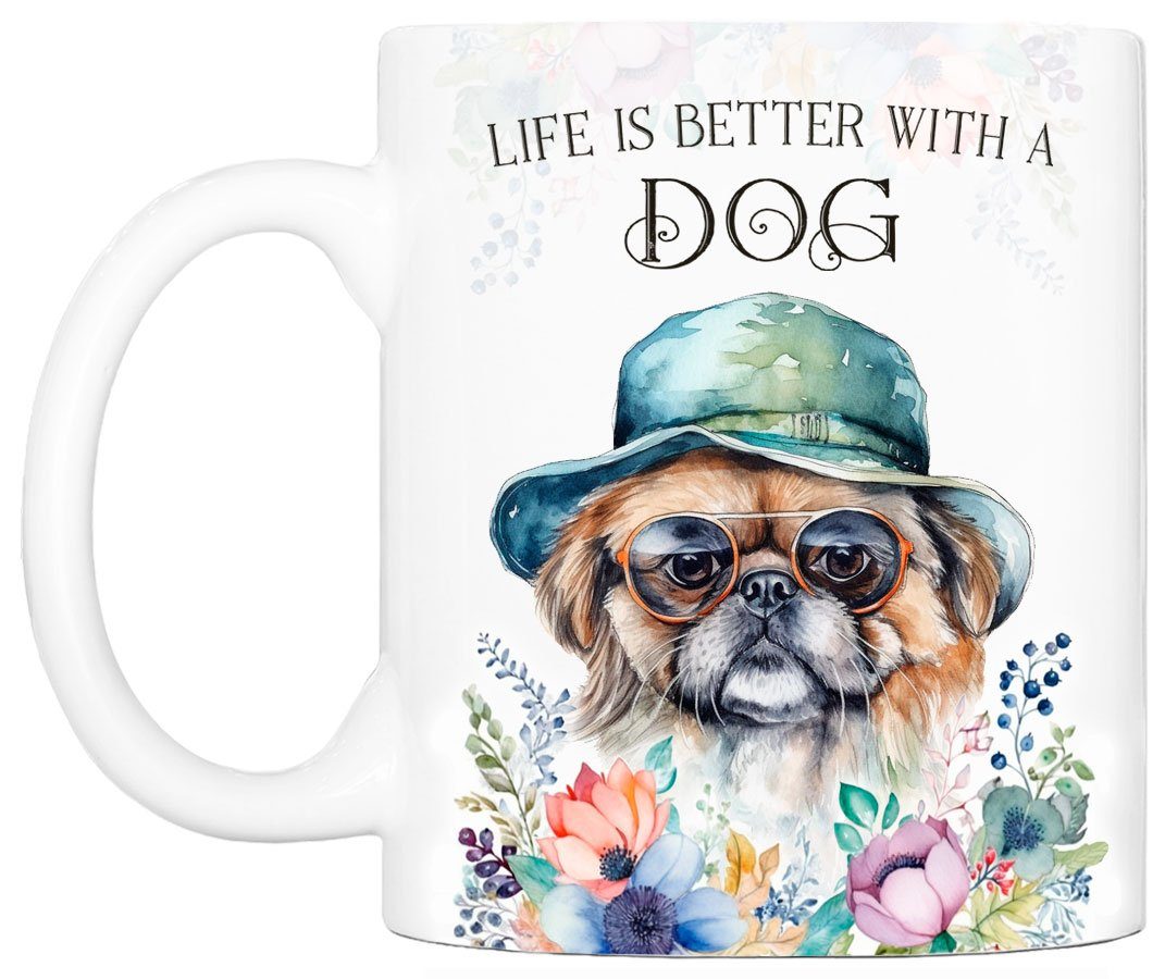 Cadouri Tasse PEKINESE - 330 für handgefertigt, Keramik, Geschenk, Kaffeetasse bedruckt, Hundefreunde, beidseitig mit ml Hunderasse