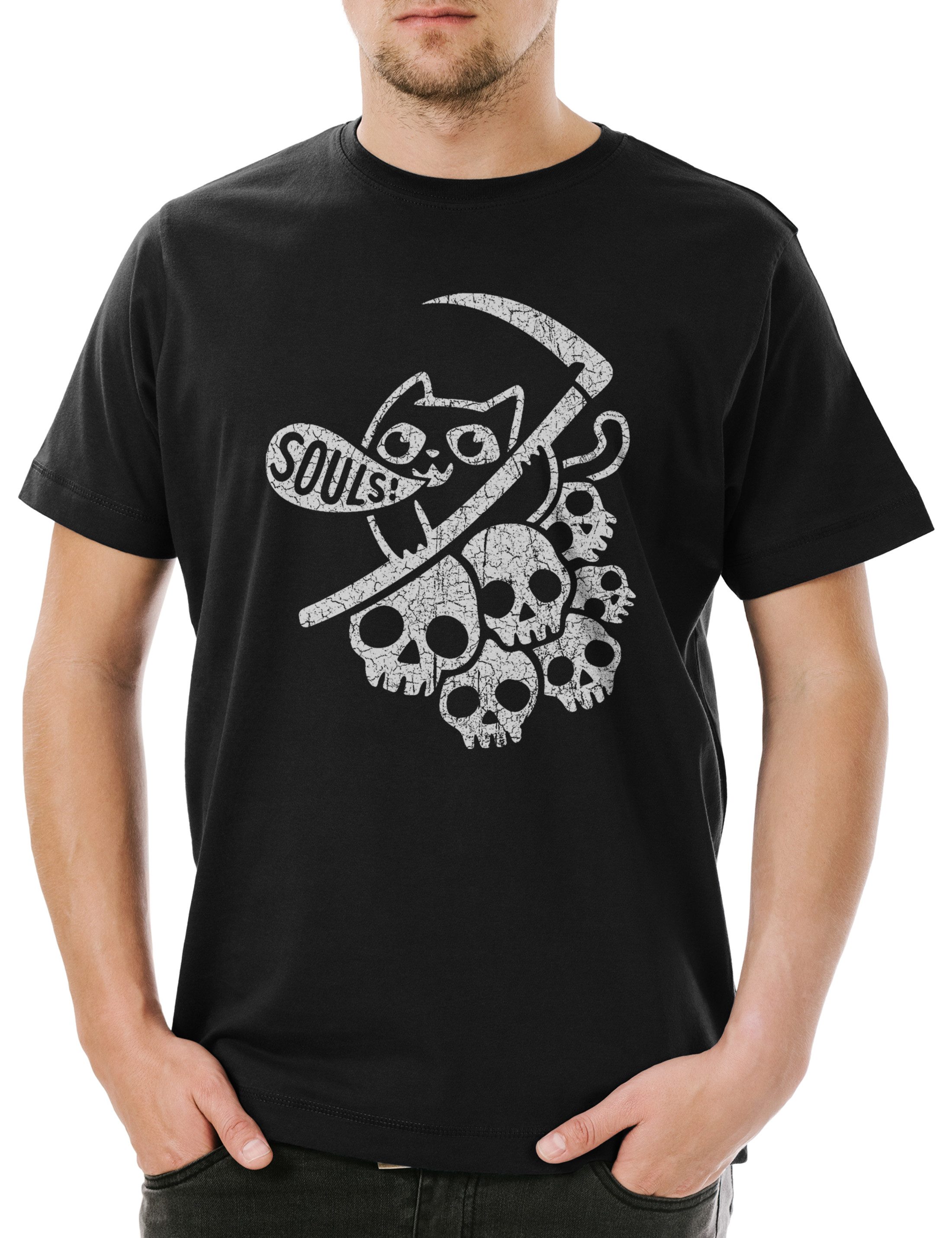 Print-Shirt Cat Reaper I Herren T-Shirt Cats Reaper Schnitter Sensenmann Death Der