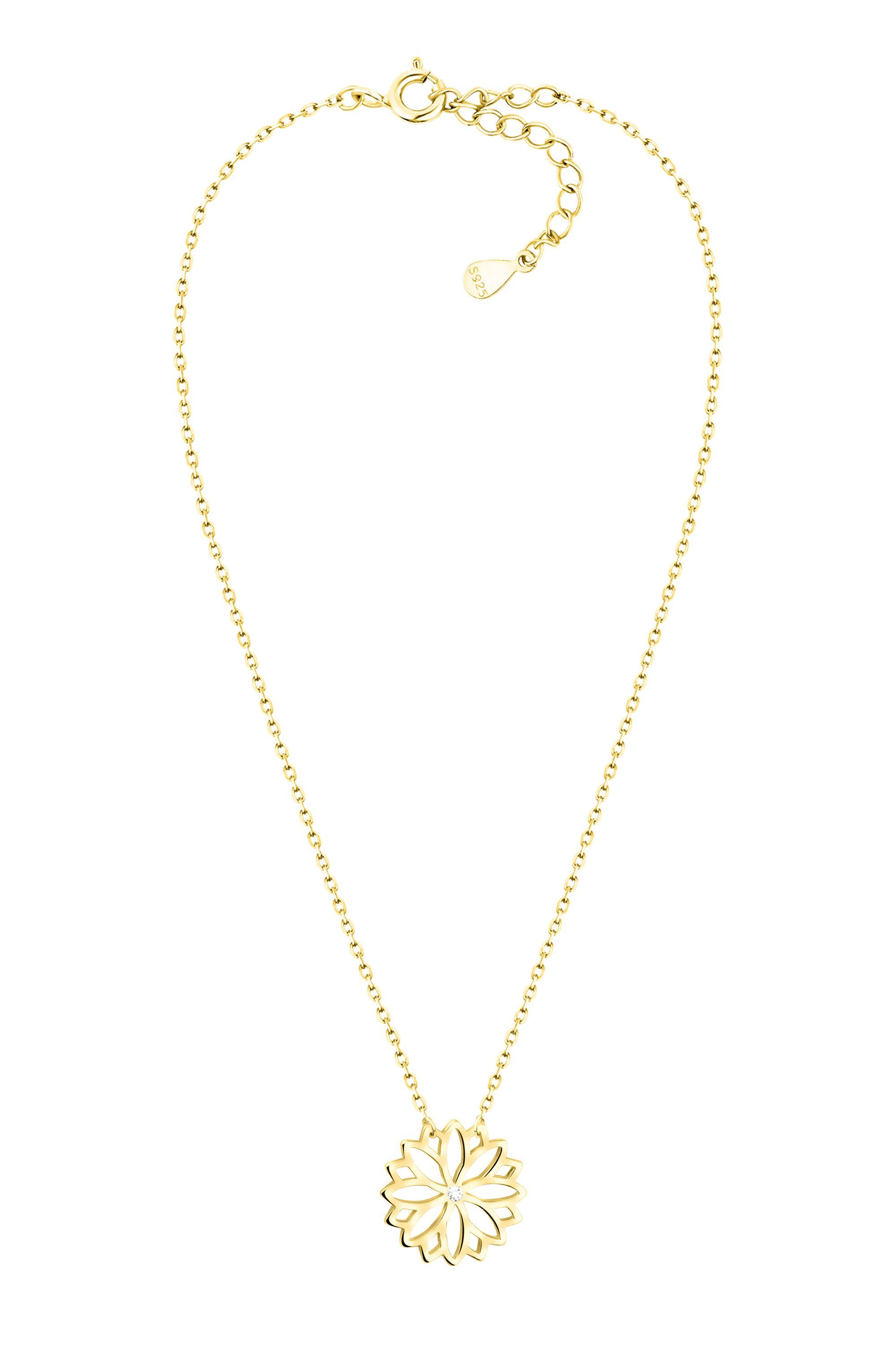 Sofia Milani Kette mit Anhänger Blume, 925 Silber Damen Schmuck - N0676