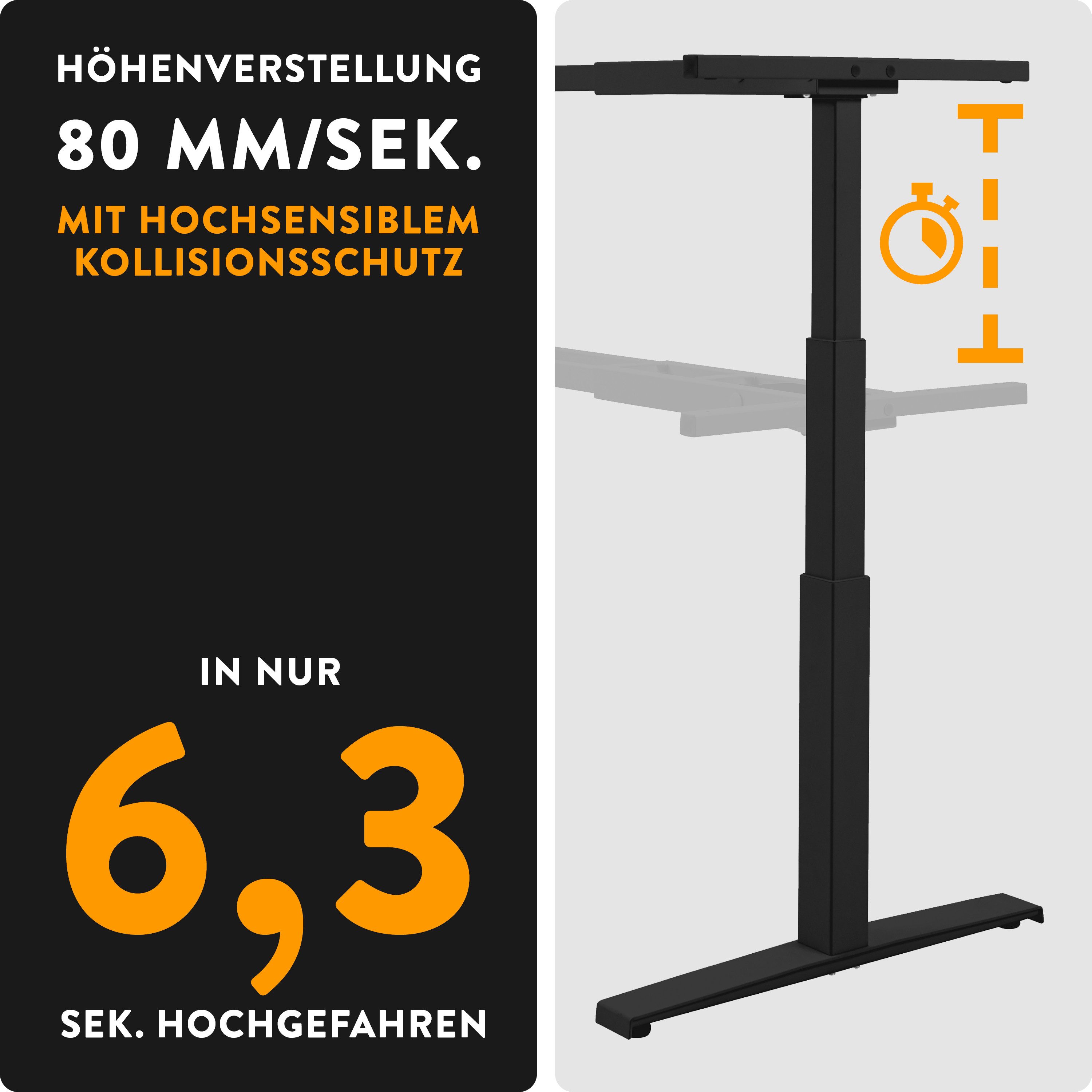 boho office® Schreibtisch Basic Line (Tischgestell), elektrisch stufenlos höhenverstellbar in Schwarz inkl. Memory-Funktion