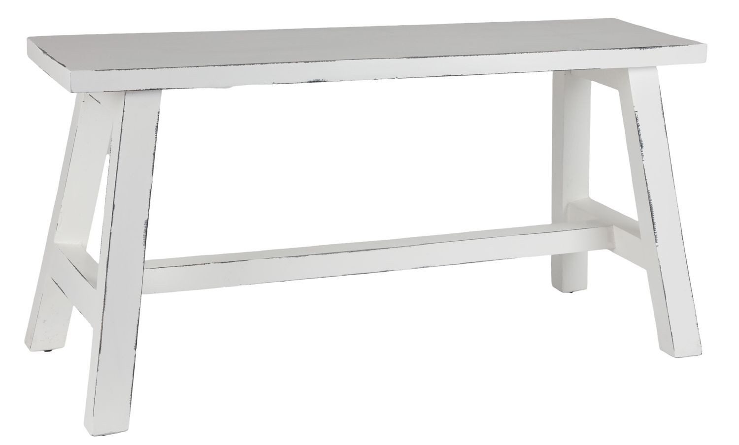 BURI Gartenbank Holz-Sitzbank Weiß Used-Look 90x35cm Dielenbank Holzbank Landhausbank