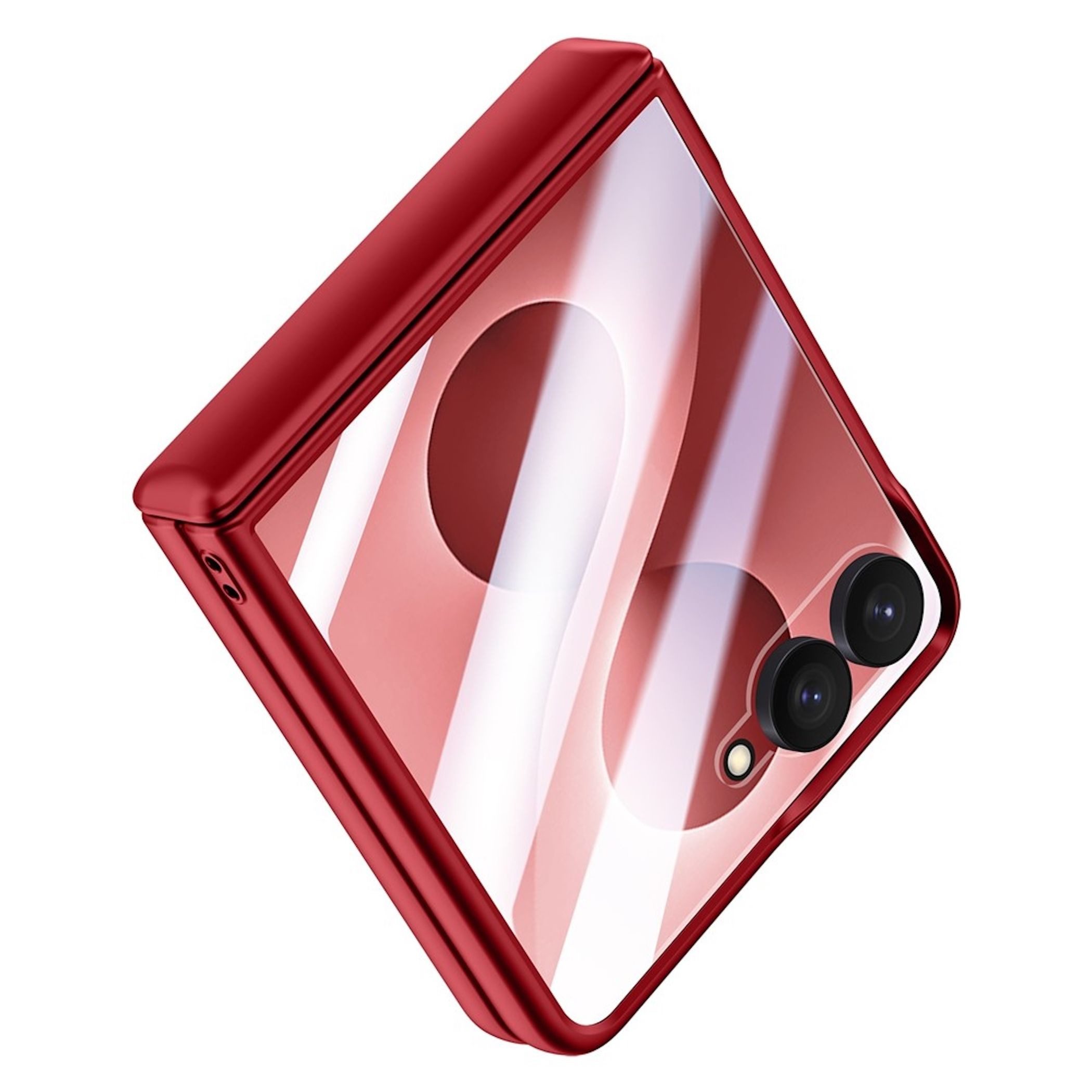 Wigento Handyhülle + 9H Schutzglas für Samsung Galaxy Z Flip8 Scharnier Schutz Rot 6,90 Zoll, Scharnier Schutz, gehärtetes Glas, Kameraschutz – Bild 4 von 4
