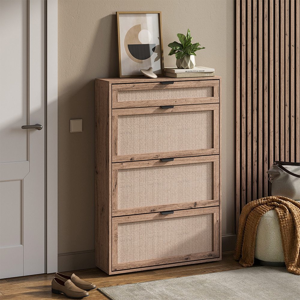 Vicco Schuhkipper Elven, Eiche, 80 x 122 cm mit 3 Kippfächern & 1 Schublade (1 St)