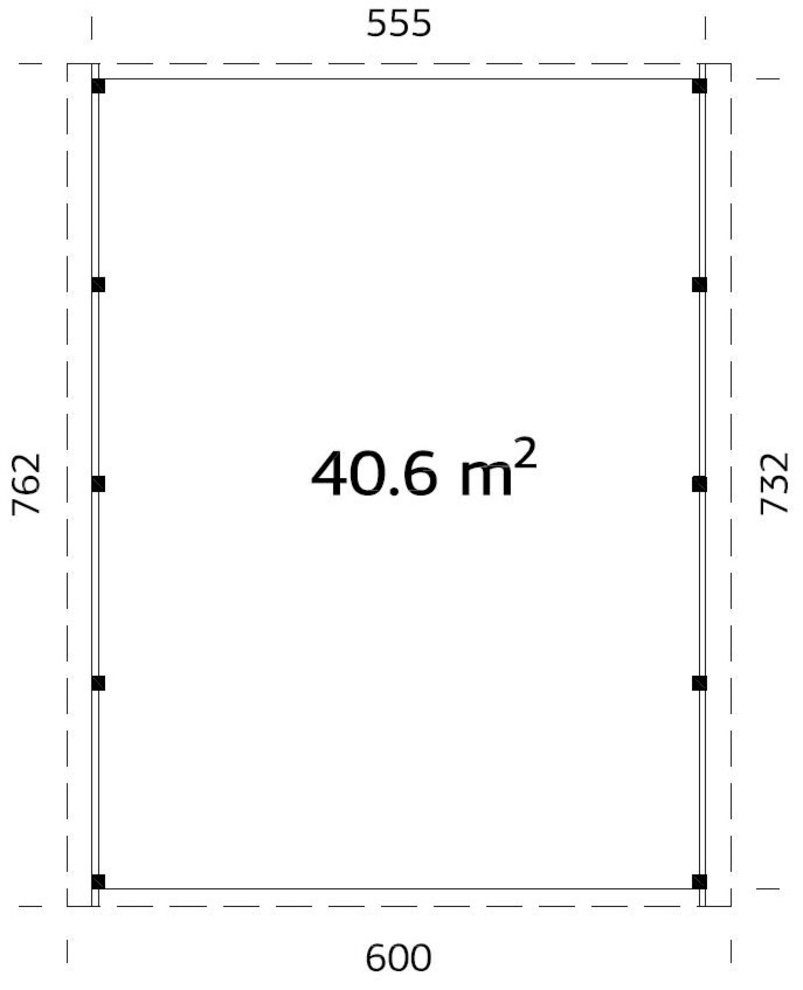 Palmako Doppelcarport Karl, BxT: 600x762 cm
