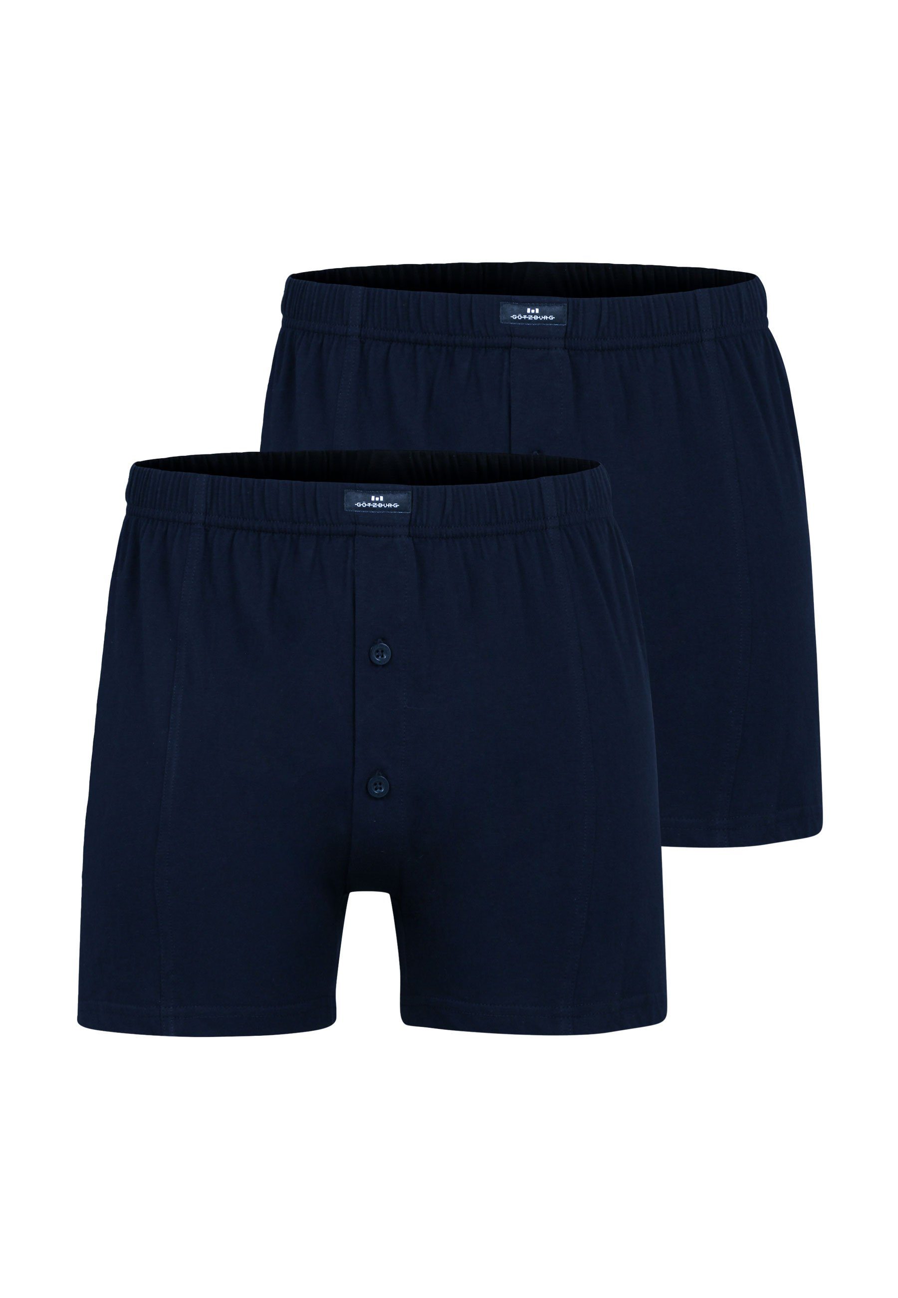 GÖTZBURG Boxershorts GÖTZBURG Herren Boxershort blau uni 2er Pack (2-St) Navy