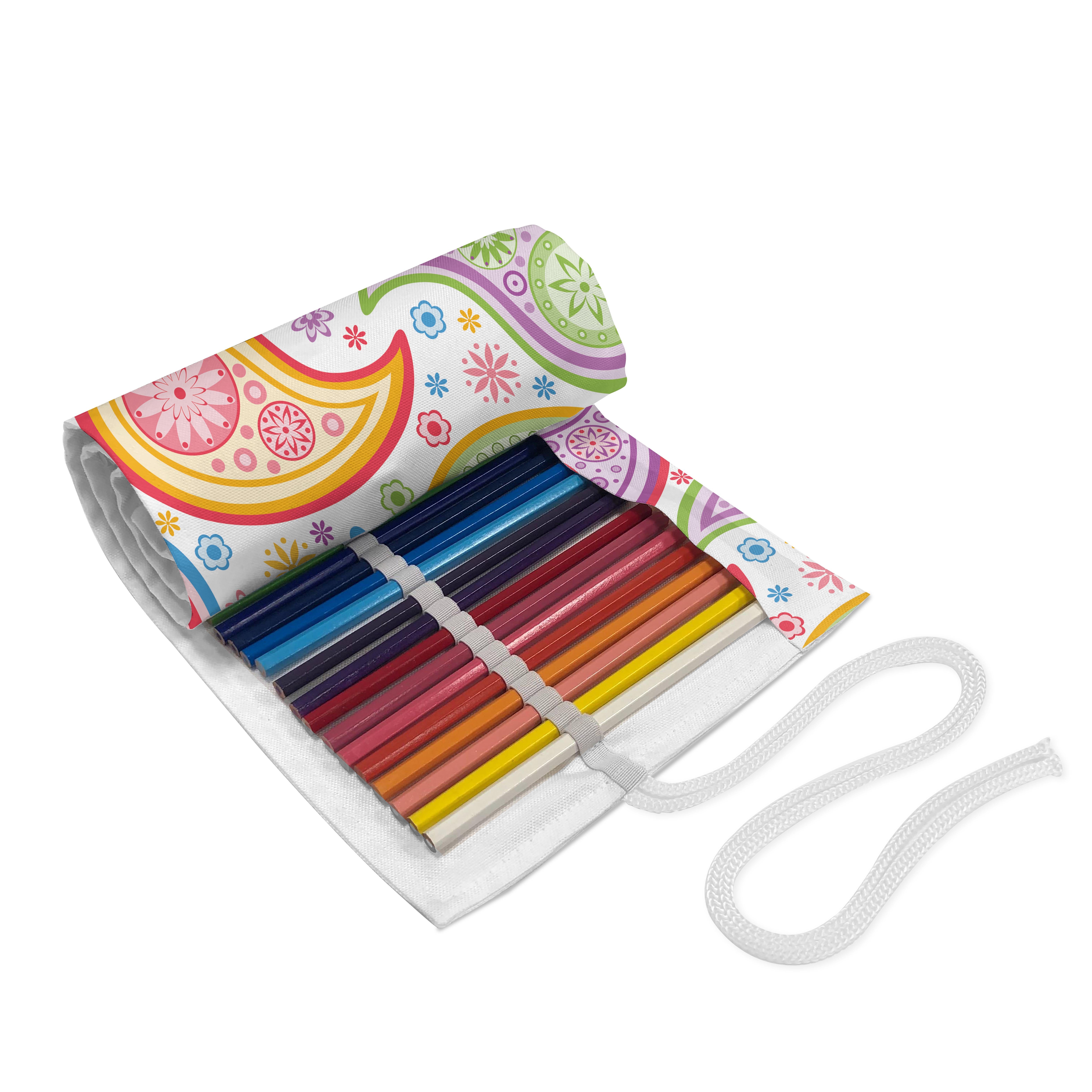 Segeltuch Mehrfarbig Farbige Federmäppchen Stiftablage tragbar Muster Organizer, Blume Paisley und Abakuhaus langlebig