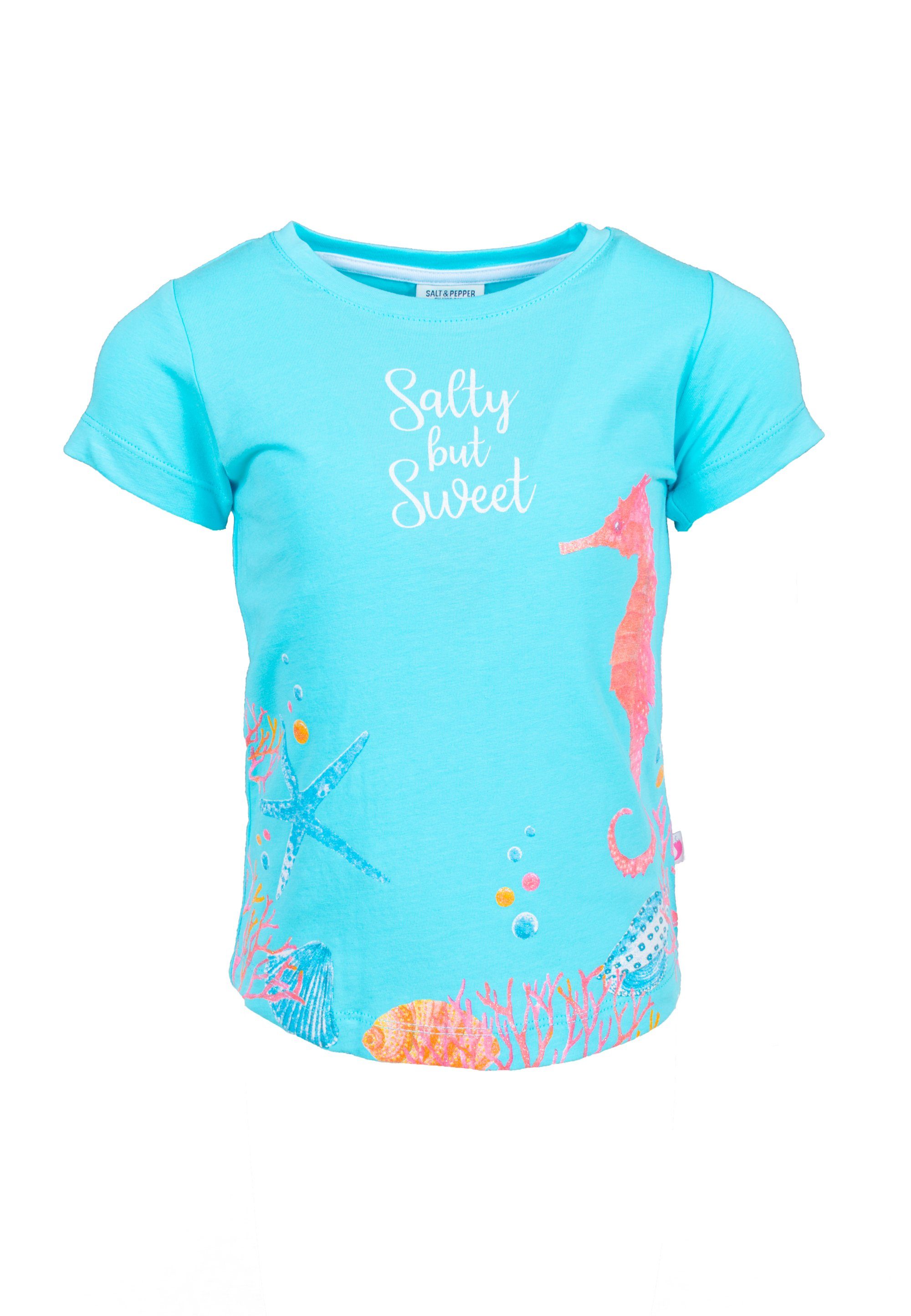 SALT AND PEPPER T-Shirt S/S Pri. Glitt. Seahorse (1-tlg) turquoise