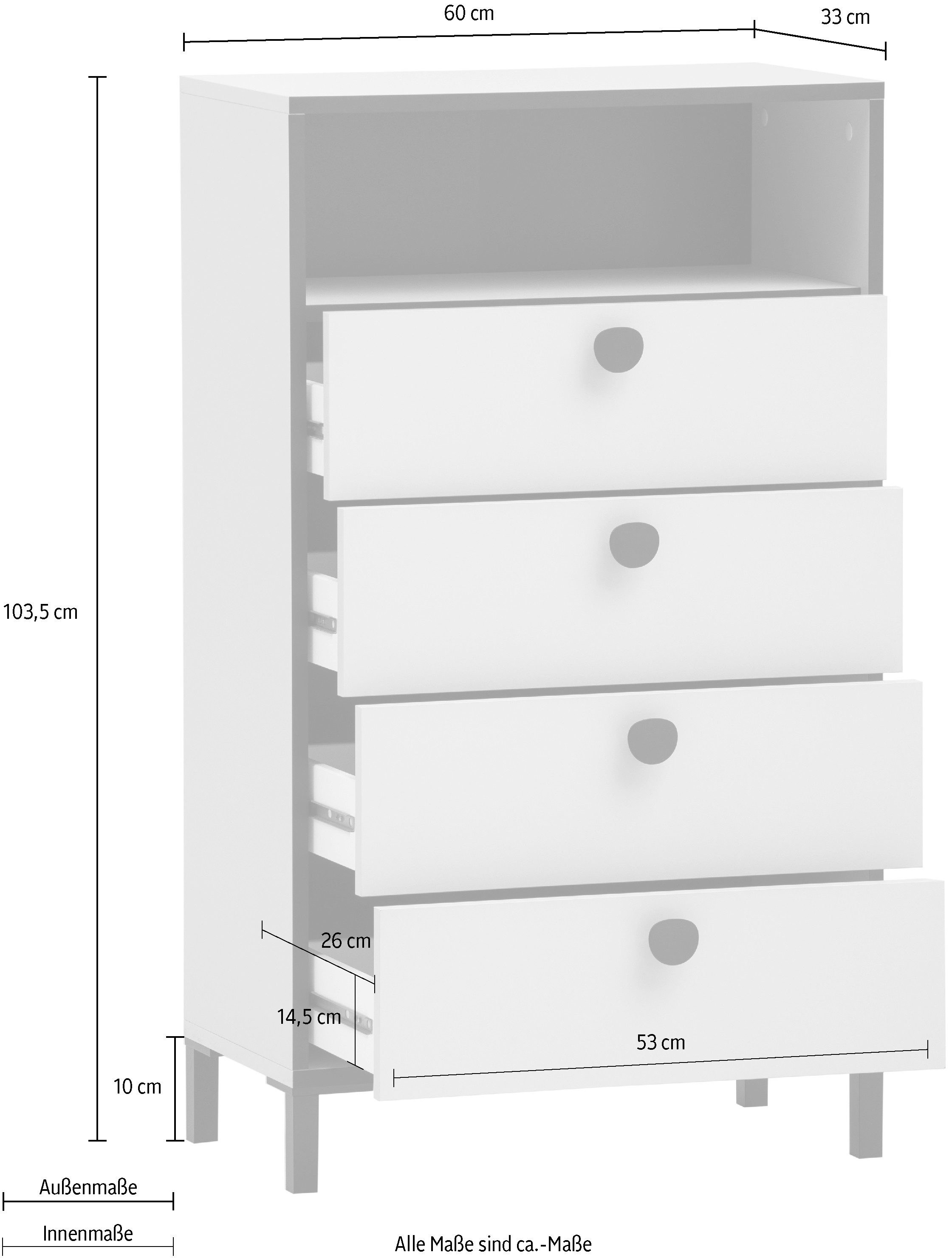 Schildmeyer Midischrank Edda, Breite 60 cm, Metallgriffe Made in Germany