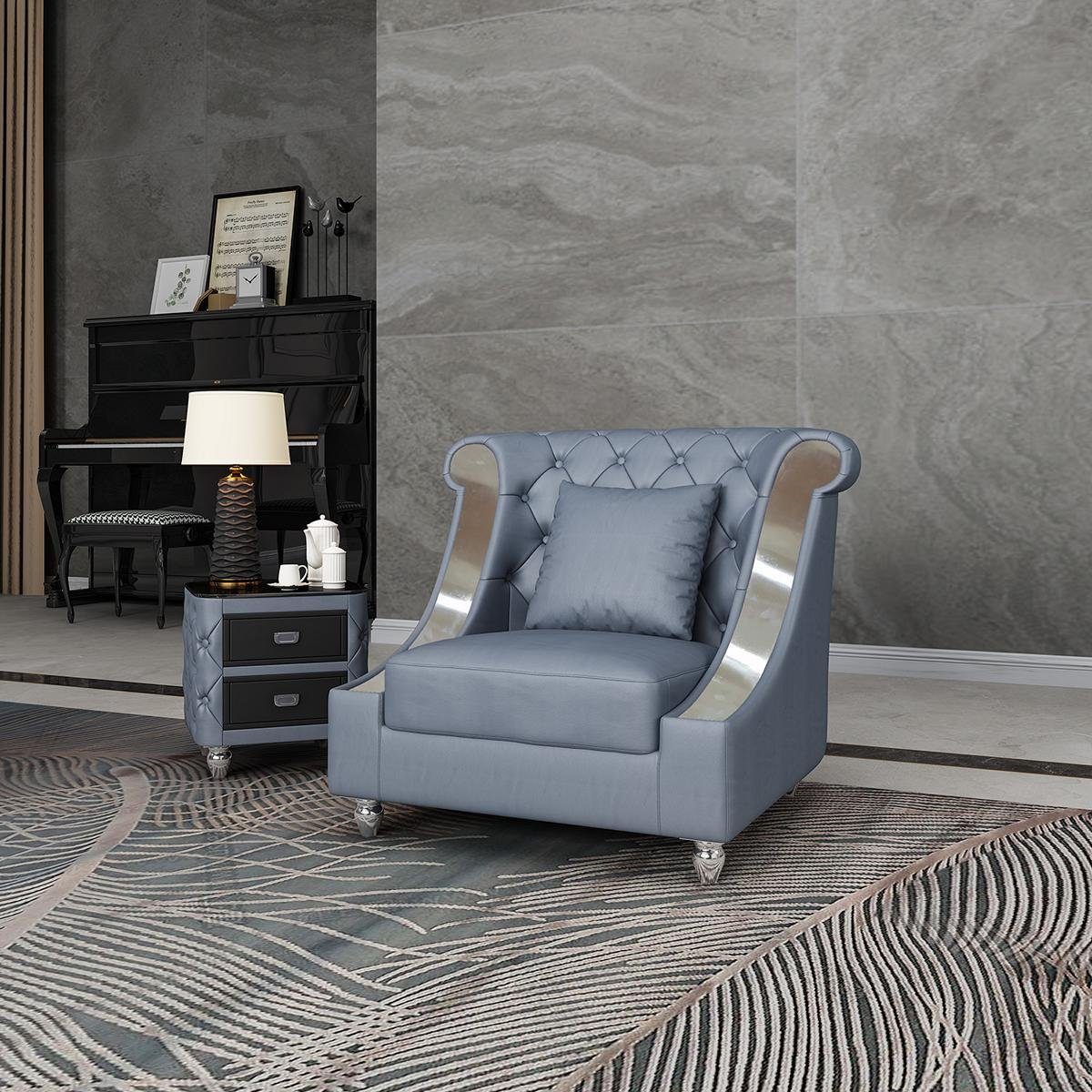 Polster Modern Sofagarnitur Wohnzimmer-Set, Couch JVmoebel 1 2 Sitzer 3 Design Couchen Sofa Set Blau