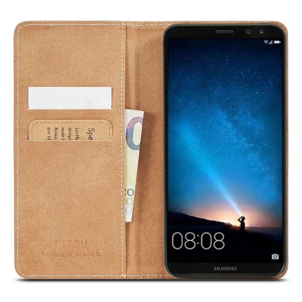 FITSU Handyhülle Handytasche für Huawei Mate 10 Lite Hülle Schwarz 6,3 Zoll, Case für Huawei Mate 10 Lite Handyhülle, Handytasche mit Kartenfach