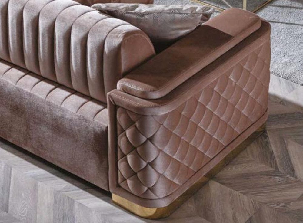 Xlmoebel Polstergarnitur 3-teiliges Chesterfield-Sofa-Set in Samtstoff, (3-tlg., 2x 3-Sitzer Sofa / Sessel), Hergestellt in Europa
