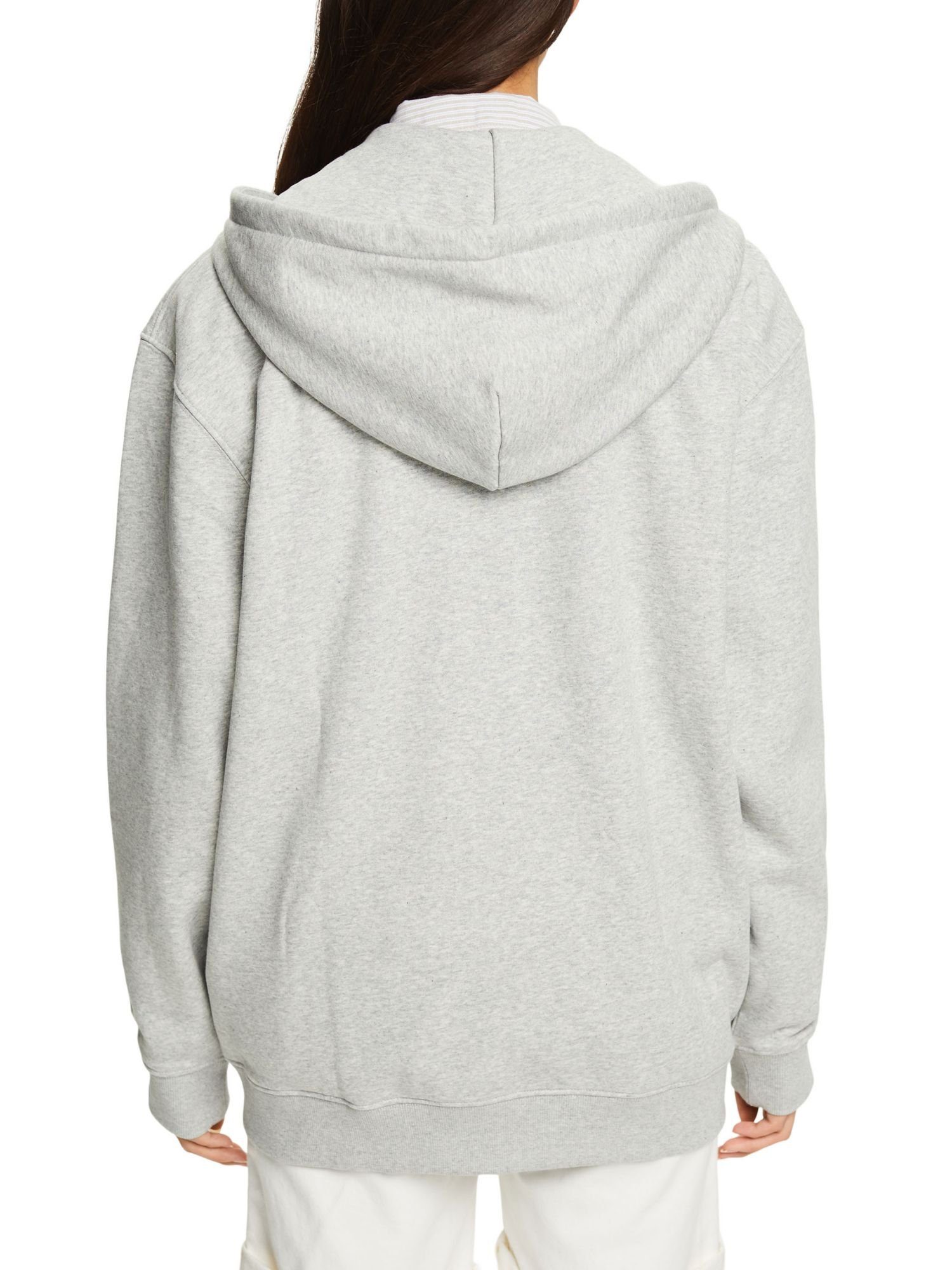 Reißverschluss Esprit Oversize Recycelt: (1-tlg) Sweatshirt GREY Hoodie LIGHT mit