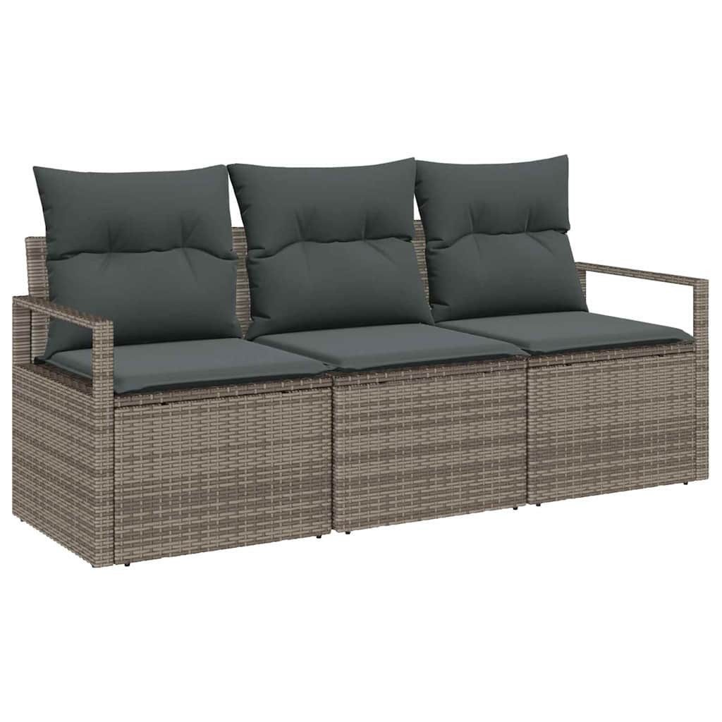 vidaXL Loungesofa Gartensofa-set 3 stk. Grau Poly-Rattan, 3 Teile