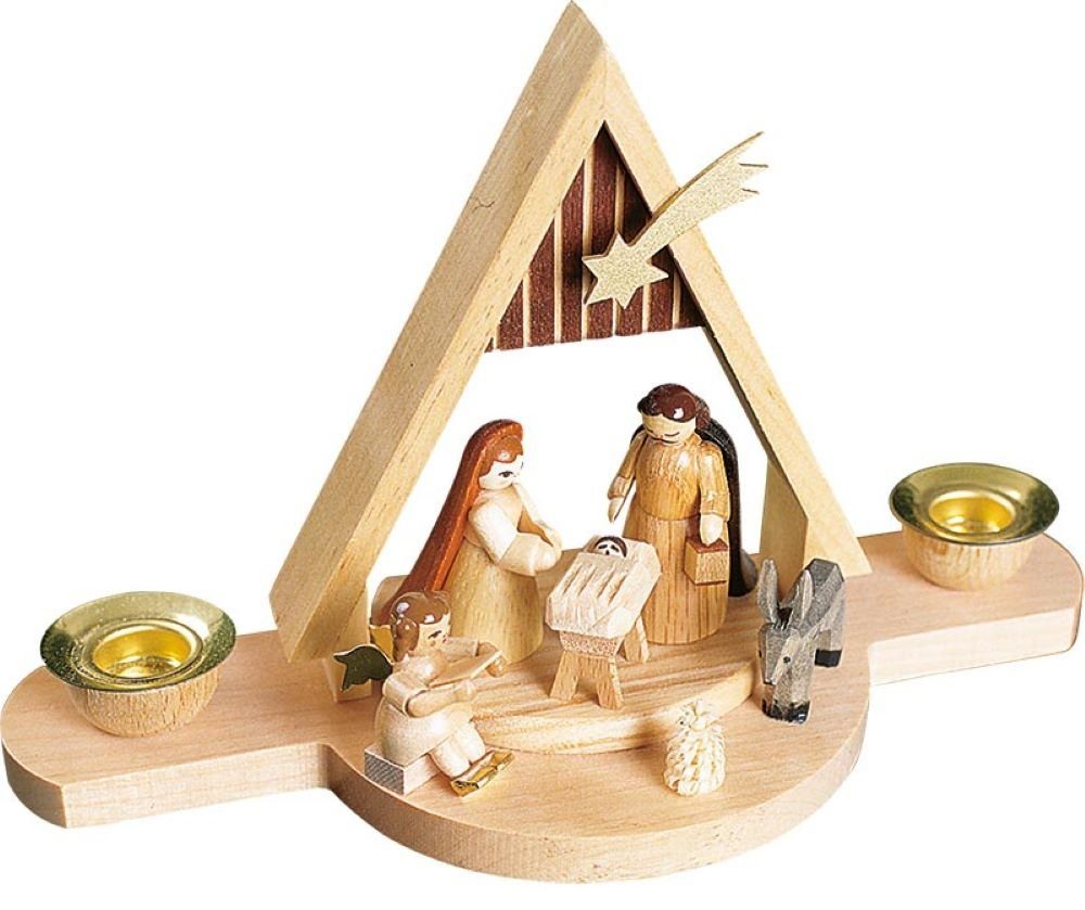 Richard Glaesser Kerzenhalter Kerzenhalter Heilige Familie, Höhe ca. 11 cm, Handwerkskunst original Erzgebirge