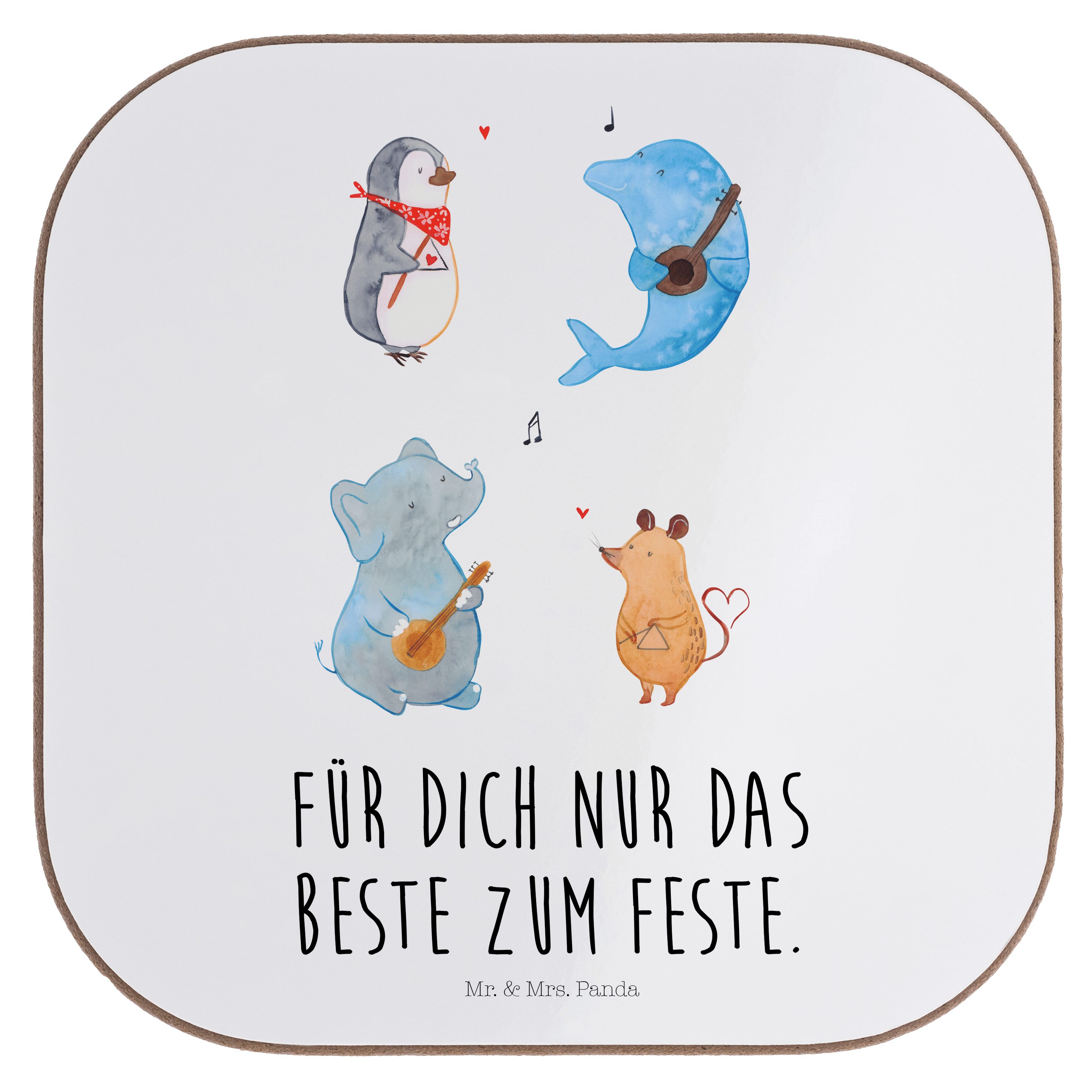 Mr. & Mrs. Panda Getränkeuntersetzer Big Band Weiß Geschenk, Gute