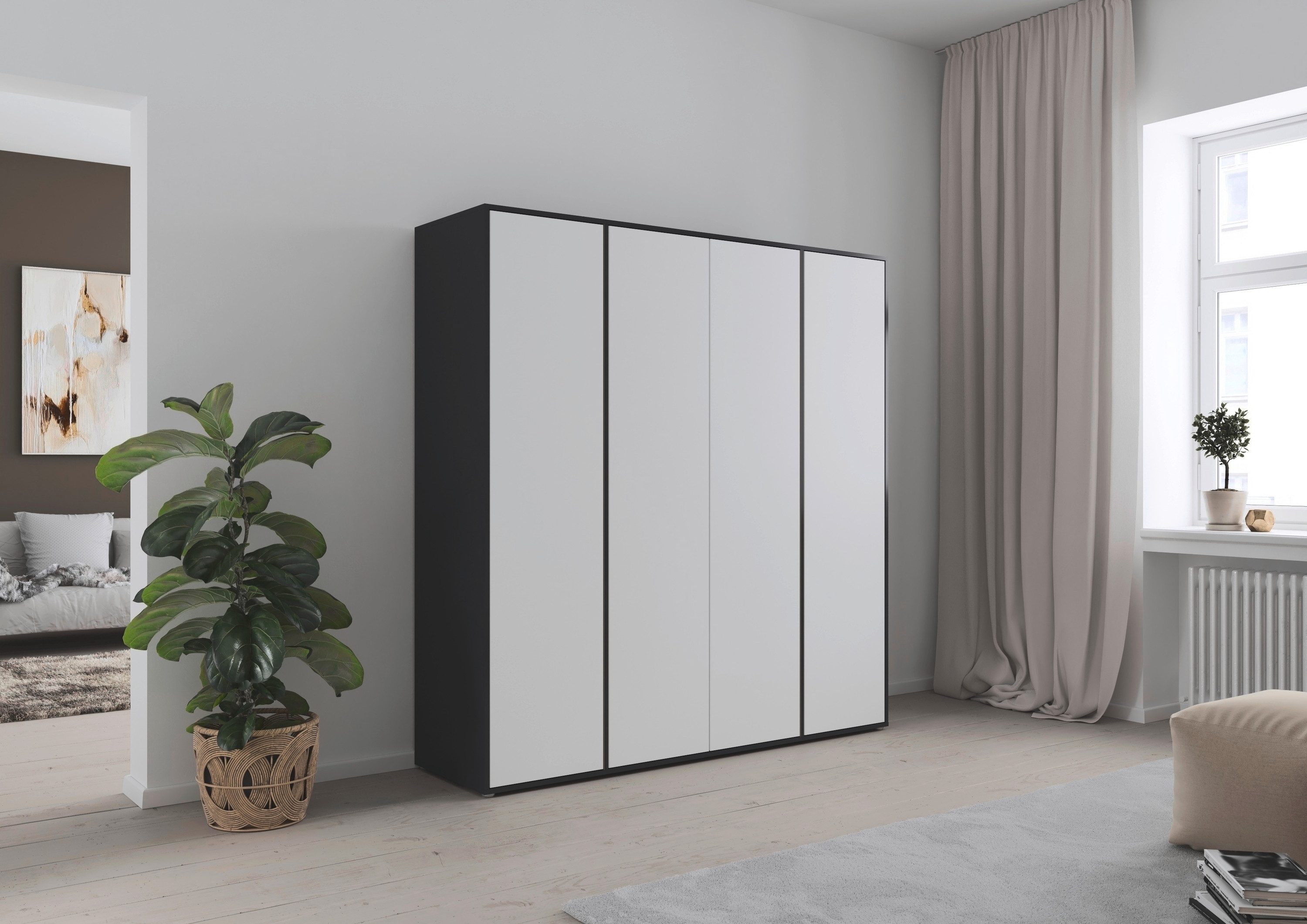 rauch Drehtürenschrank Kleiderschrank Schrank Garderobe Wäscheschrank NABILA viel Stauraum (in 3 verschiedenen Ausstattungen BASIC/CLASSIC/PREMIUM) in 2 Breiten mit Push-to-Open Funktion TOPSELLER MADE IN GERMANY