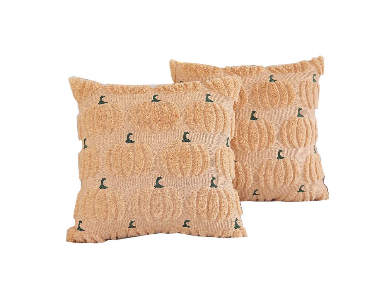 Diwzbyn Kissenbezug Herbst Kürbis Kissenbezüge 45x 45 cm (2 Stück), (2 Stück), bestickte dekorative quadratische Kissenbezüge, Kunstfell Kissenbezüge