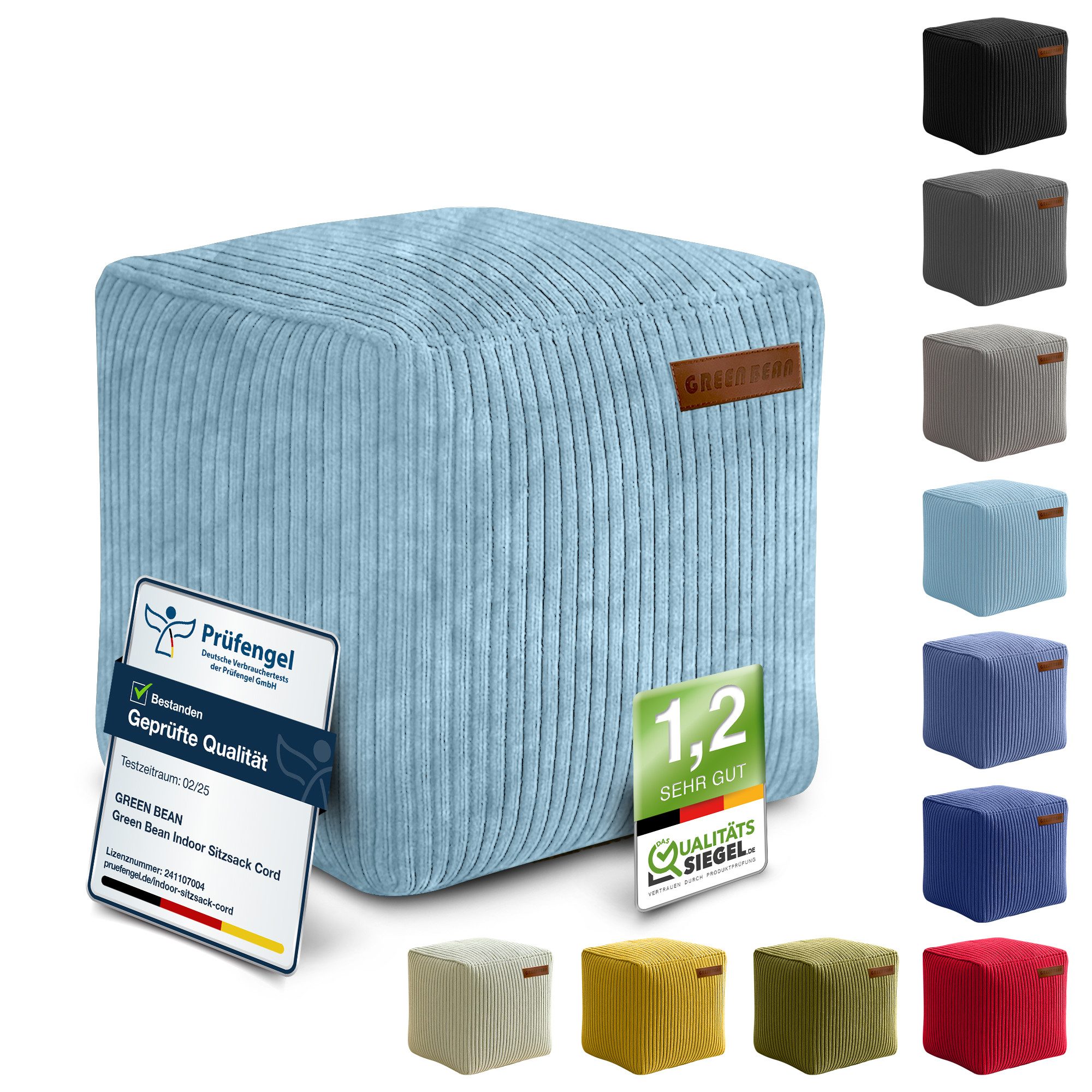 Green Bean Pouf Cube Cord (Indoor Sitzhocker Sitzkissen Fußhocker Relax-Ses günstig online kaufen