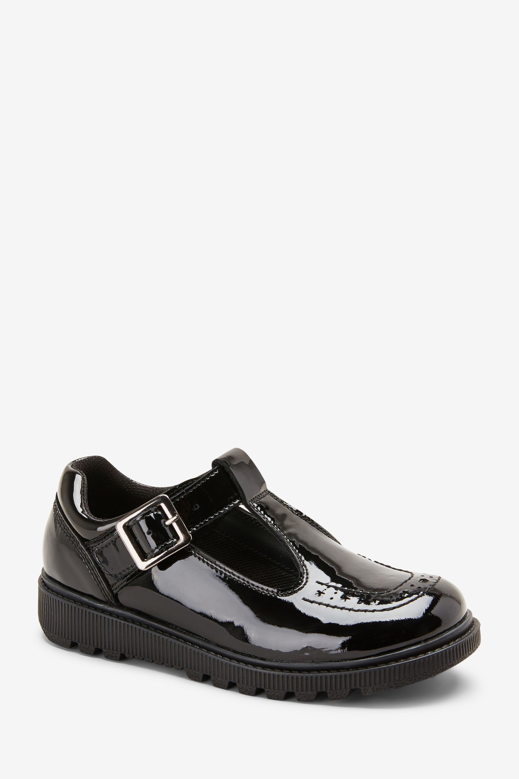 Next Kompakte T-Steg-Schuhe aus Leder T-Strap-Sandale (1-tlg) Black Patent
