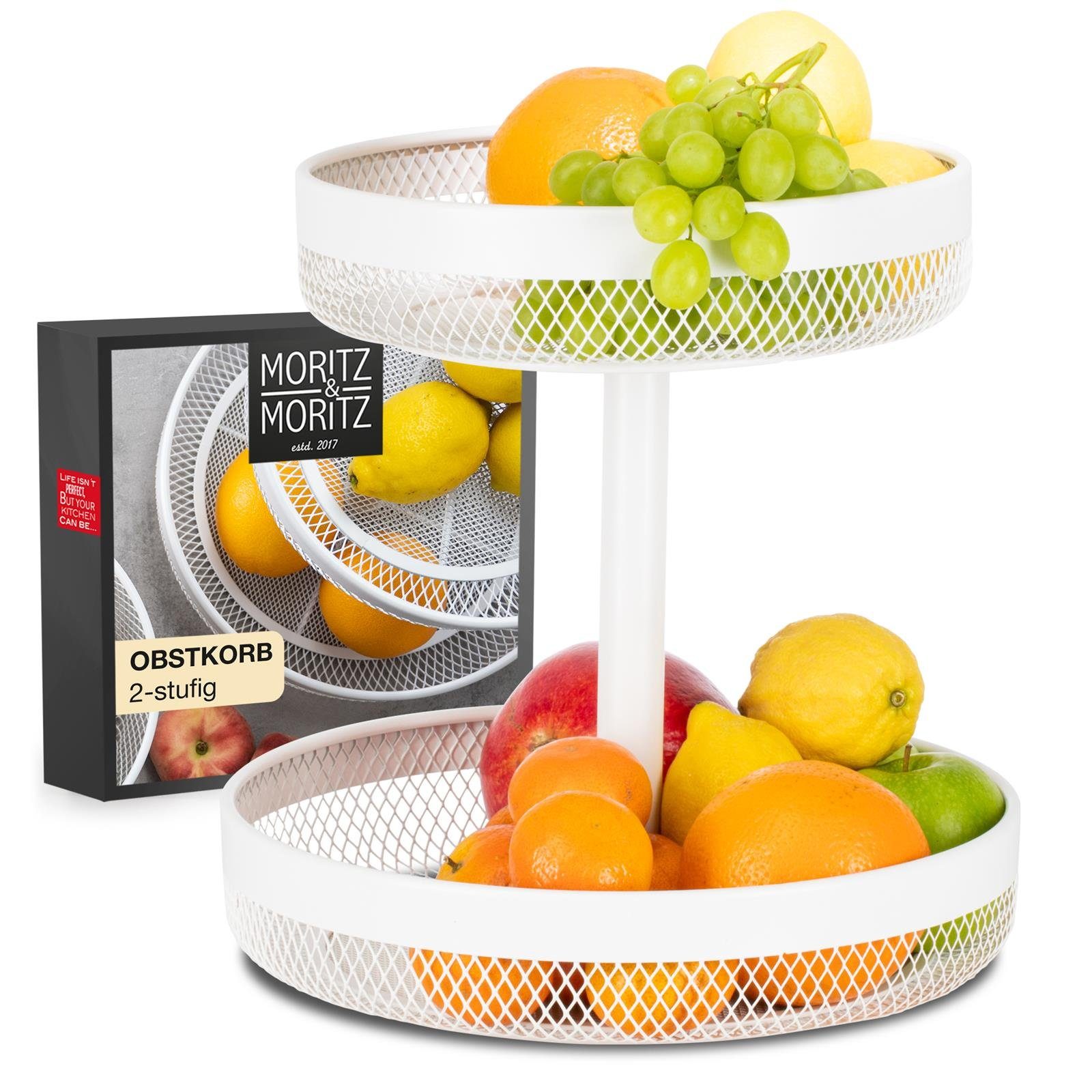 Moritz & Moritz Etagere Moritz & Moritz Obstkorb Etagere rund weiß, Metall