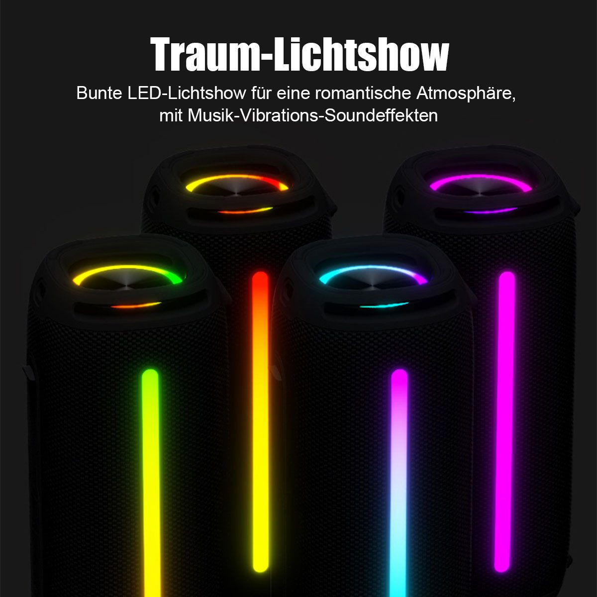 DOPWii Bluetooth Lautsprecher mit Tragegriff,40 W Musikbox,RGB Lichtshow Lautsprecher (TWS Kopplung, AUX & TF Karte, Für Party, Outdoor & Reisen)