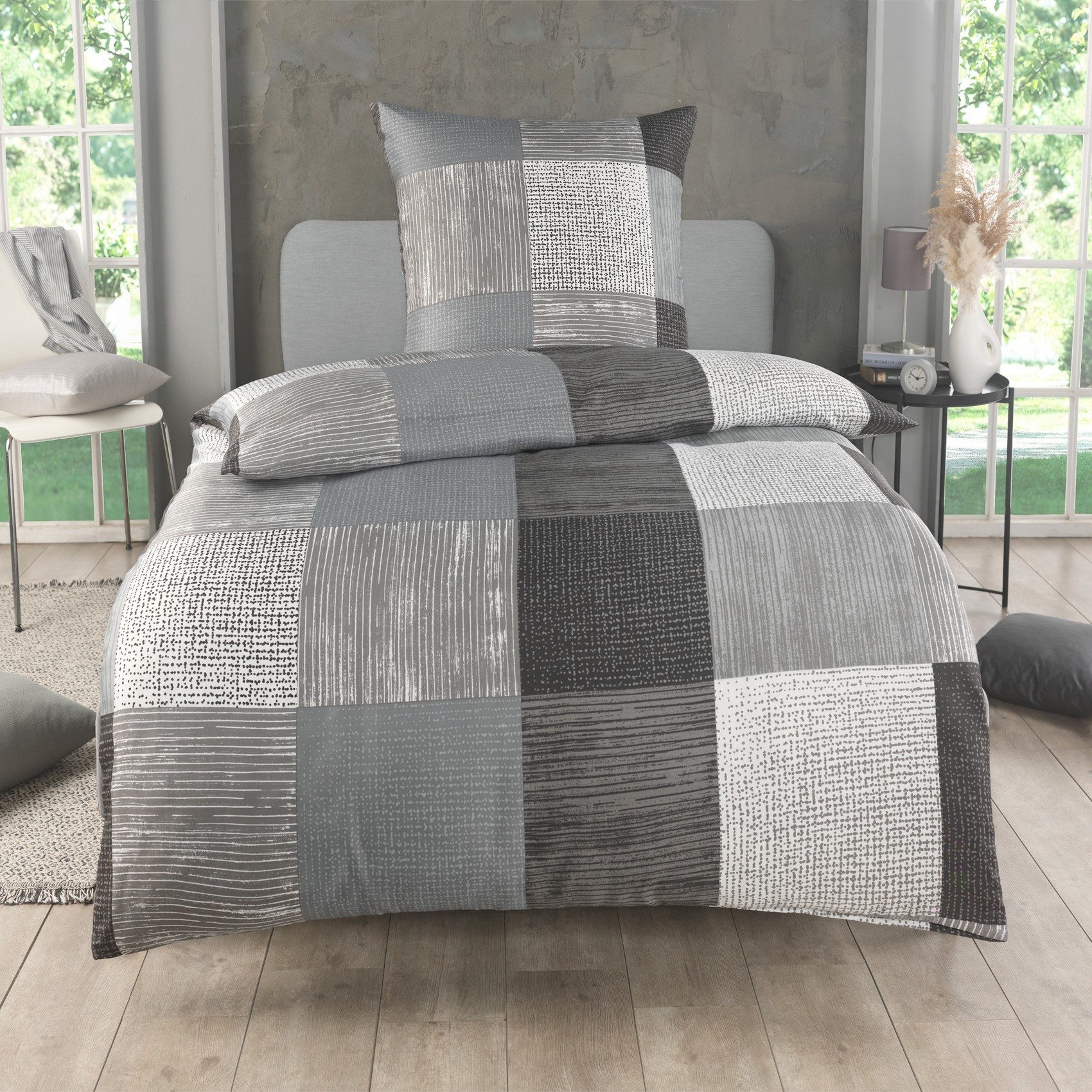 Malika Bettwäsche 155x220 + 80x80 cm atmungsaktiver Bettbezug, moderne Desi günstig online kaufen