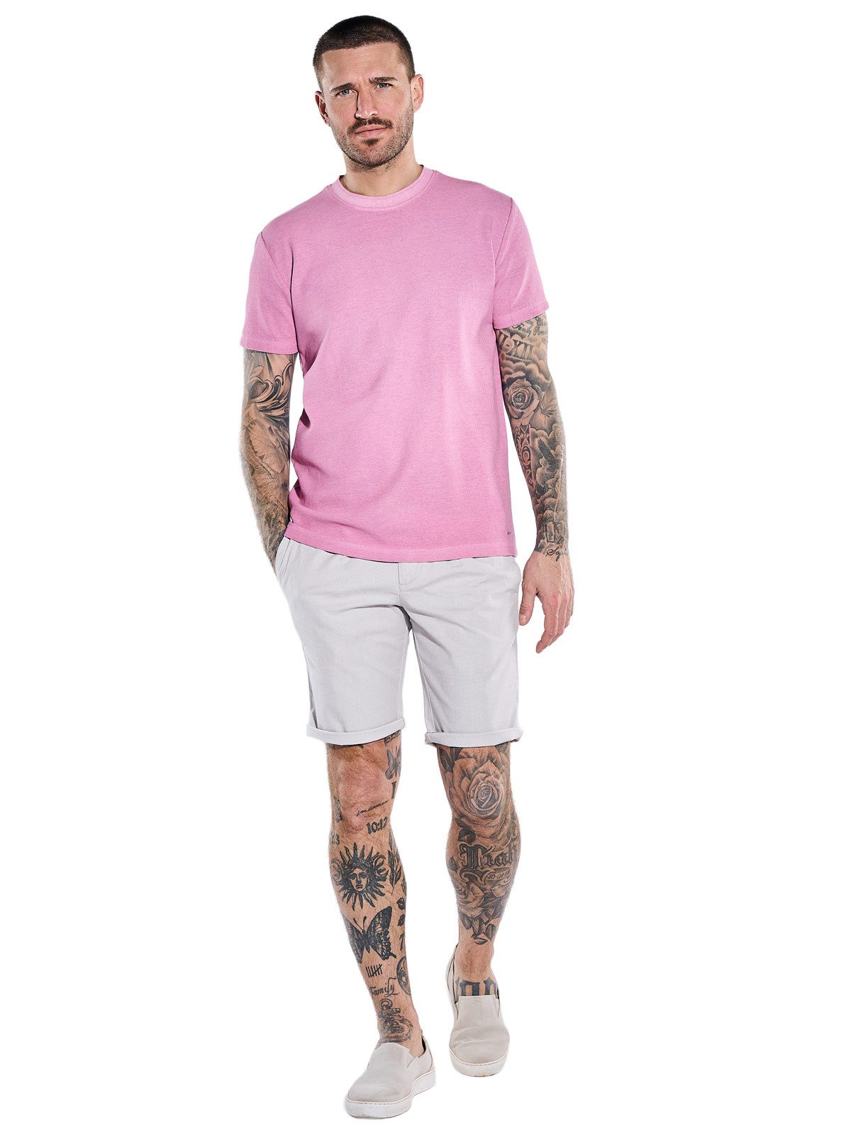 emilio adani T-Shirt Herren Rundhals T-Shirt, Rosa