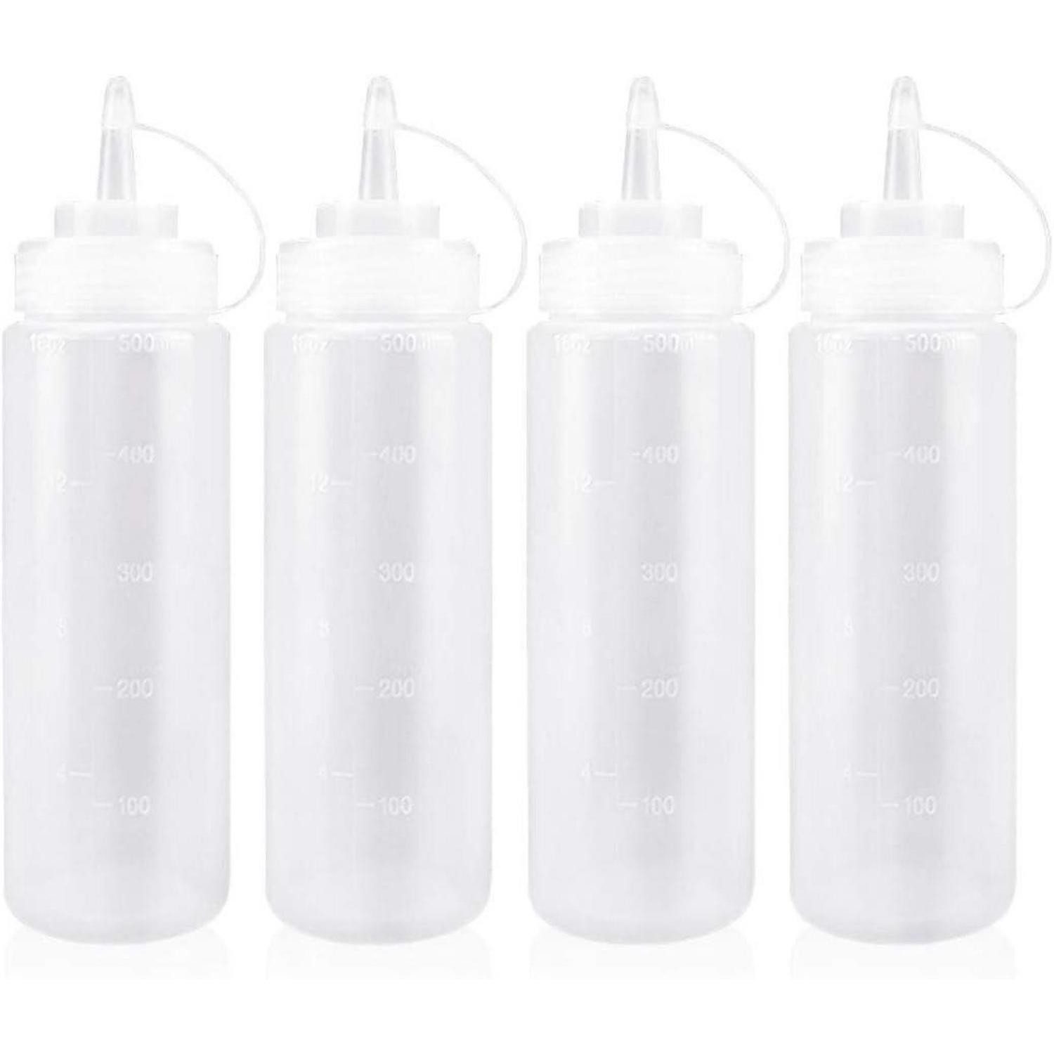 LuxusKollektion Gewürzbehälter Squeeze Flaschen Set 500ml 4er Pack Klar für Gewürze & Saucen