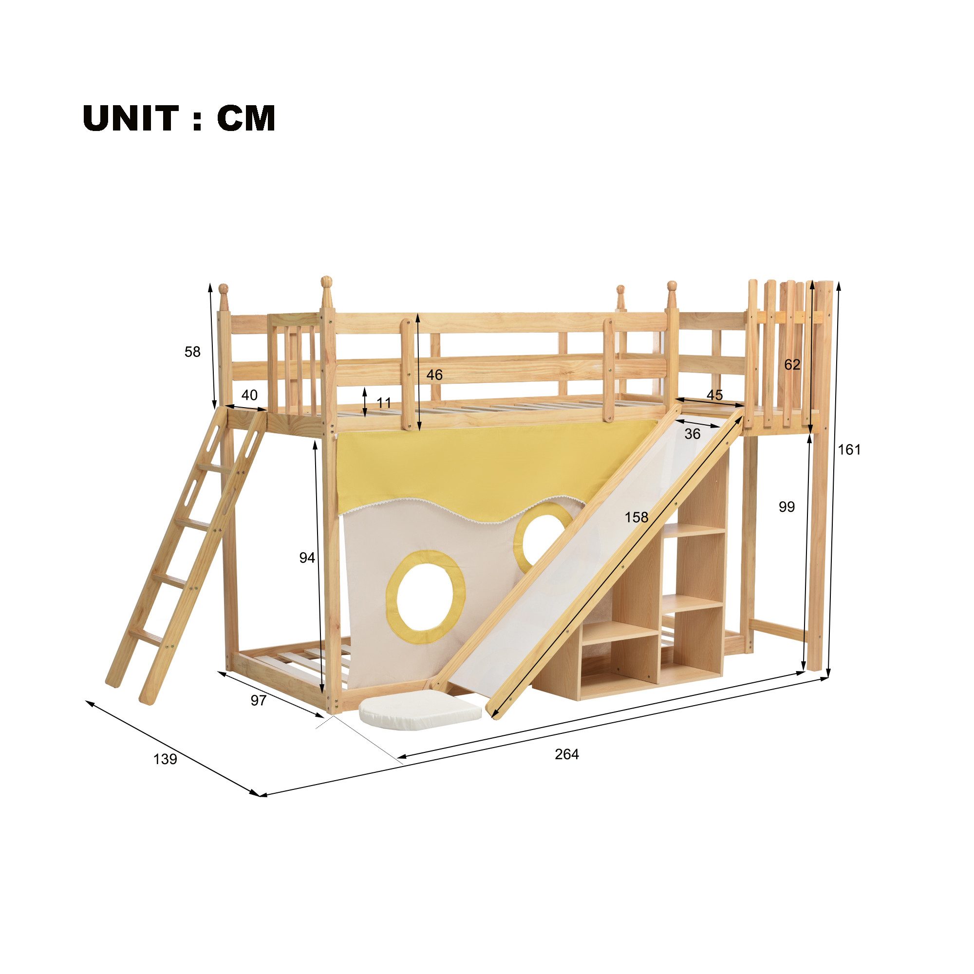 TavilaEcon Etagenbett Kinderbett Holzbett mit Treppe und Zäune, mit Fallsch günstig online kaufen
