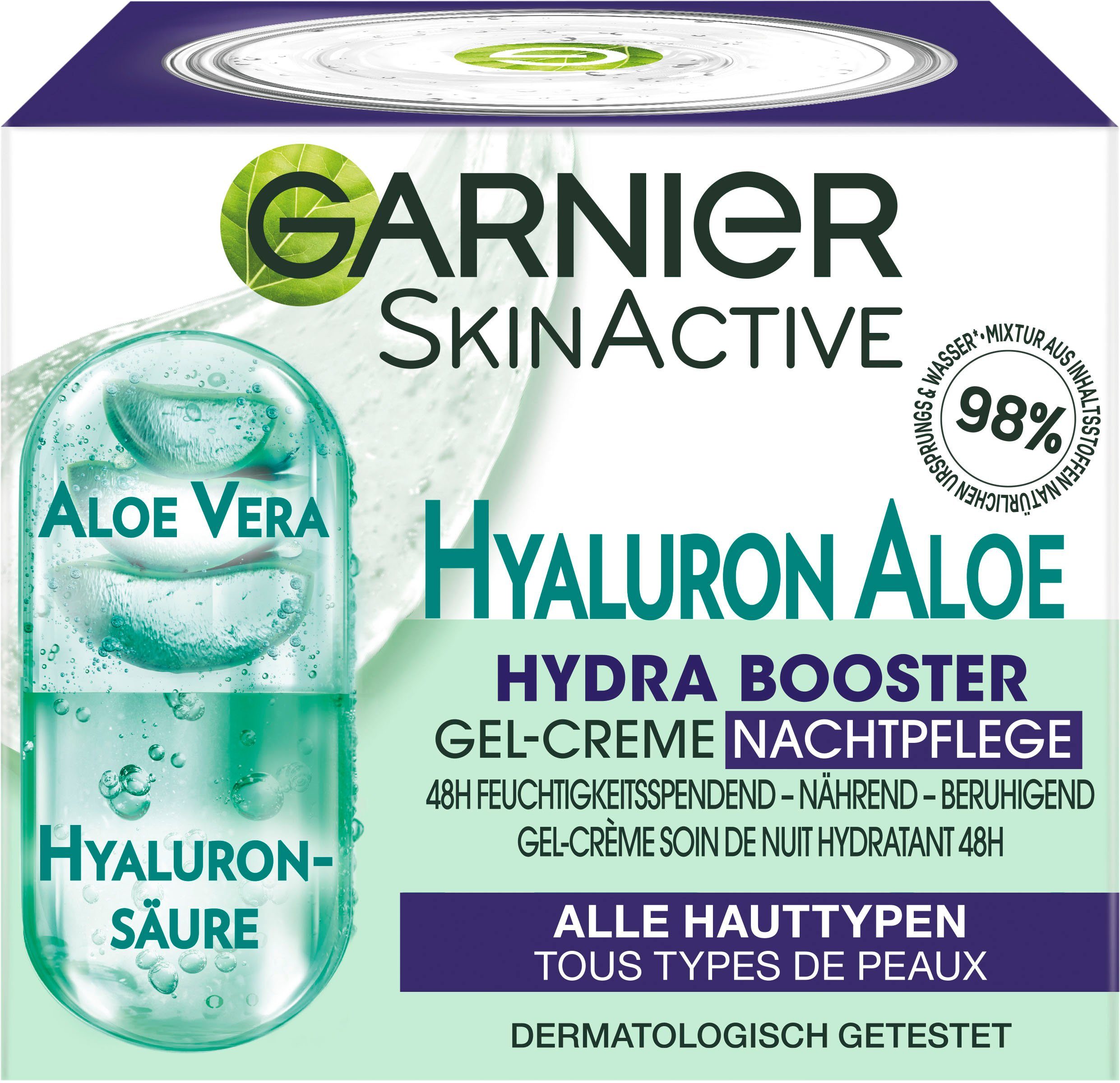 Hyaluron Nachtcreme Aloe Booster Garnier mit Nachtpflege, Hyaluron GARNIER