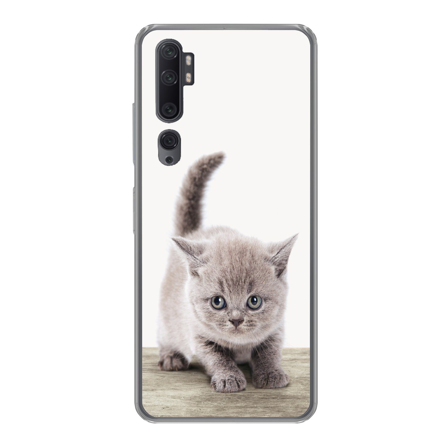 MuchoWow Handyhülle für Xiaomi Mi Note 10 Kätzchen - Katze - Haustiere - Jungen - Kinder -
